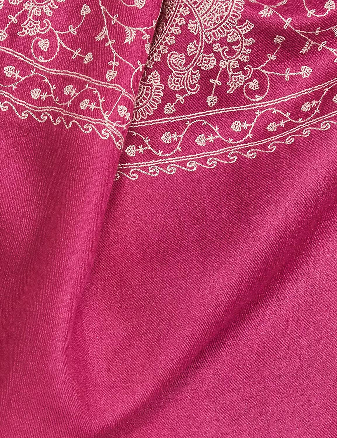 Pashtush Womens Shawl With Tone On Tone Embroidery, Soft And Warm, Light Weight, Fuchsia - Image 6