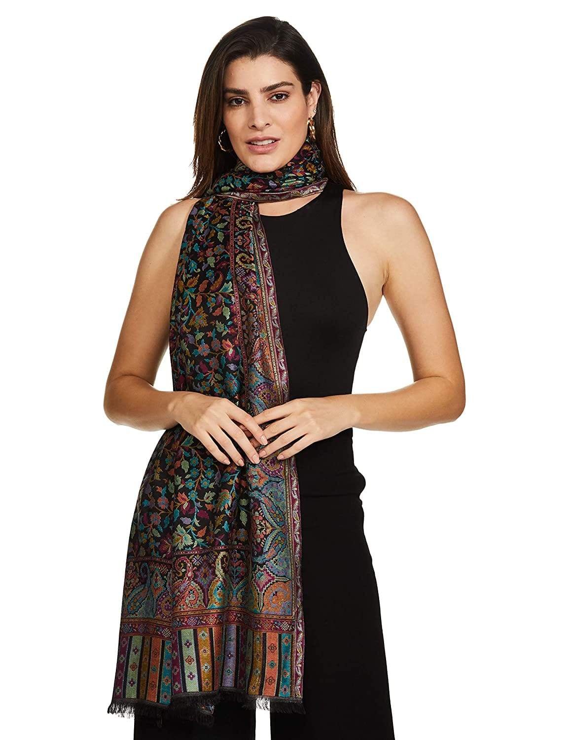 Pashtush Women'S Ethnic Design, Soft Bamboo Scarf, Casual Stoles - Multicoloured