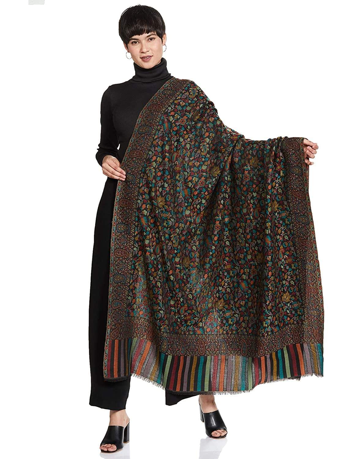 Pashtush Womens Fine Wool Ethnic Weave Shawl, Soft And Warm - Image 6
