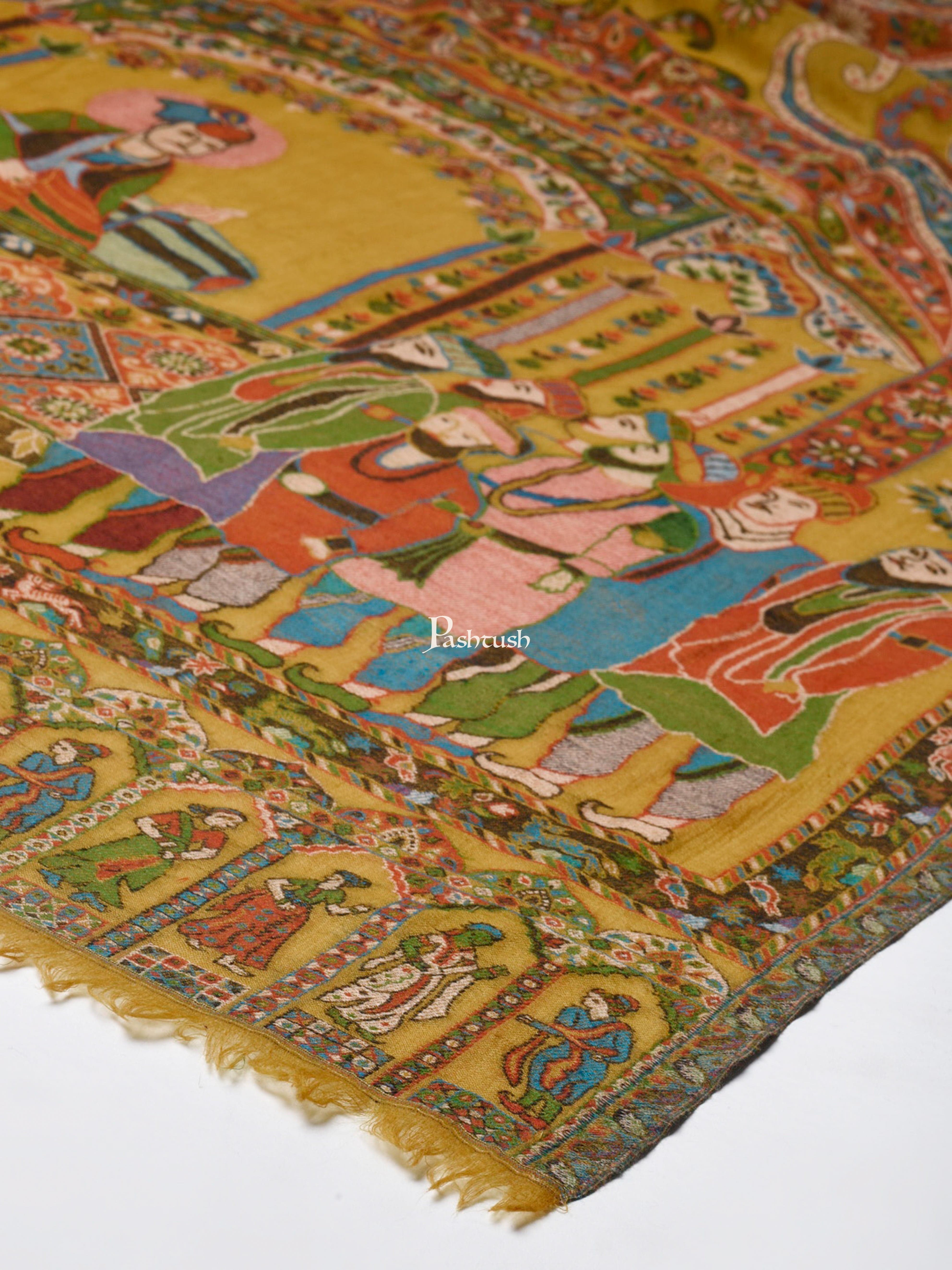 Pashtush Womens Pure Wool Darbar Design Shawl, With Woolmark Certification - Image 2