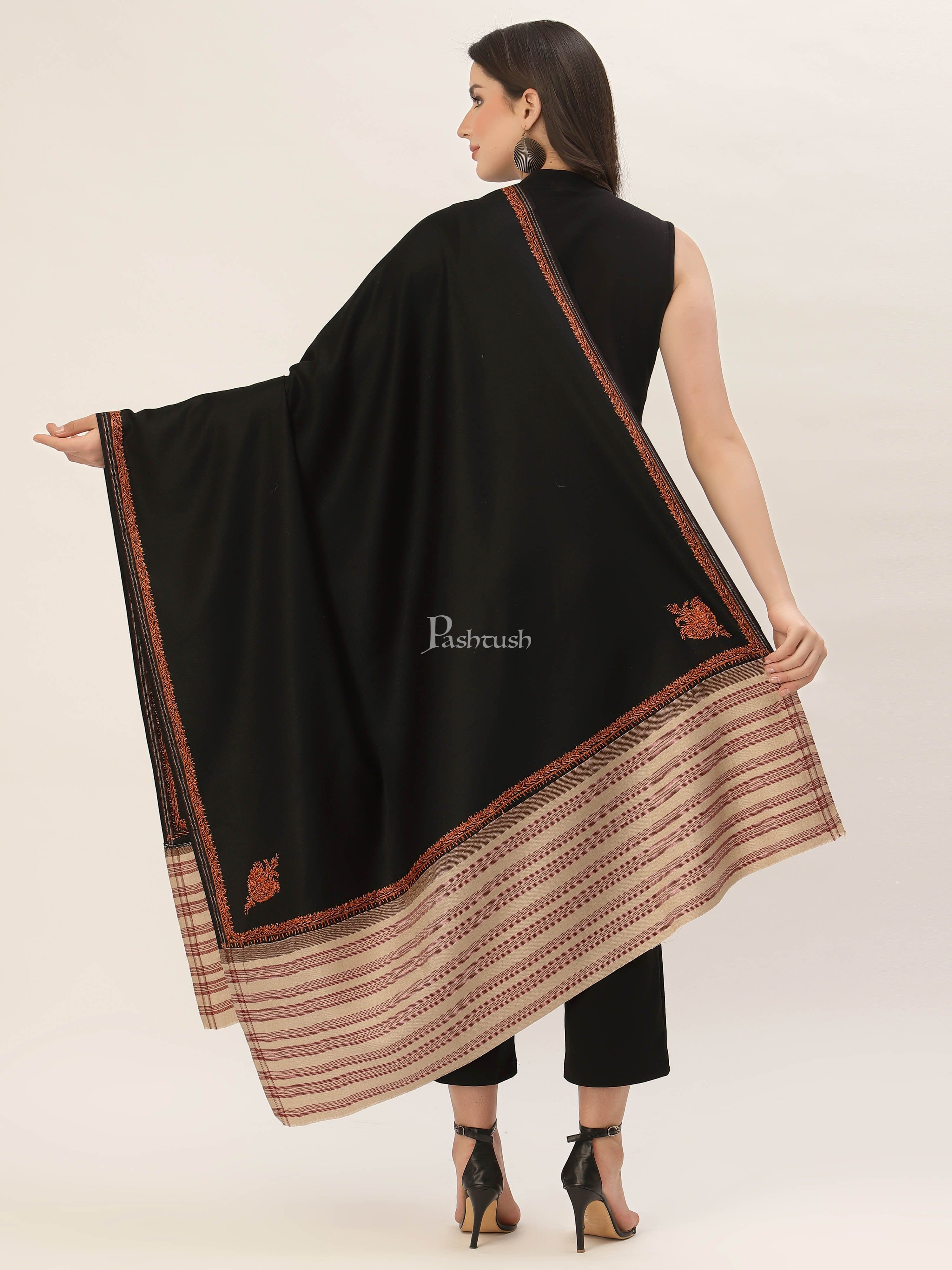 Pashtush Womens 100% Hand Embroidery Shawl Woollen Kingri - Image 3