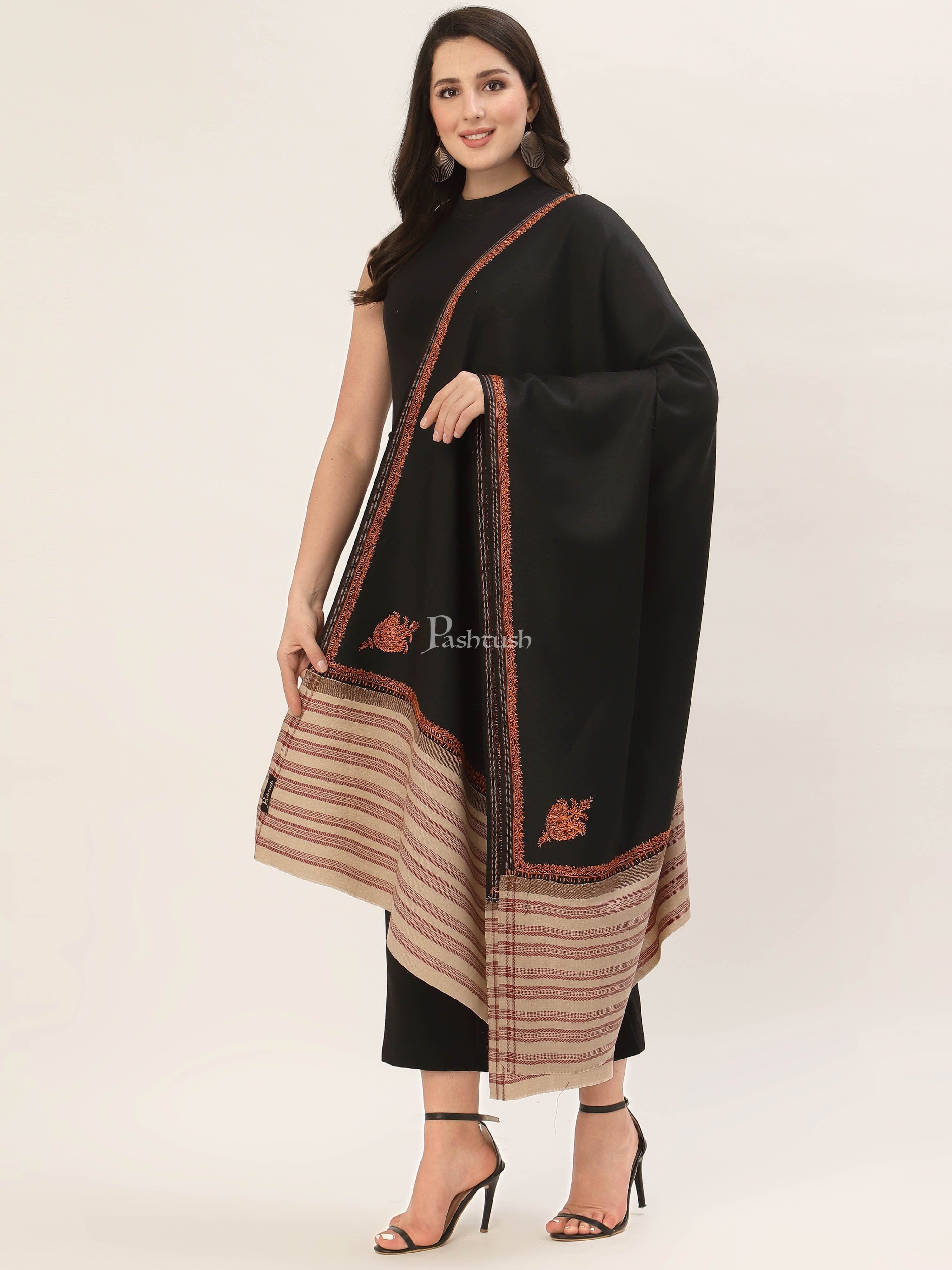 Pashtush Womens 100% Hand Embroidery Shawl Woollen Kingri - Image 5