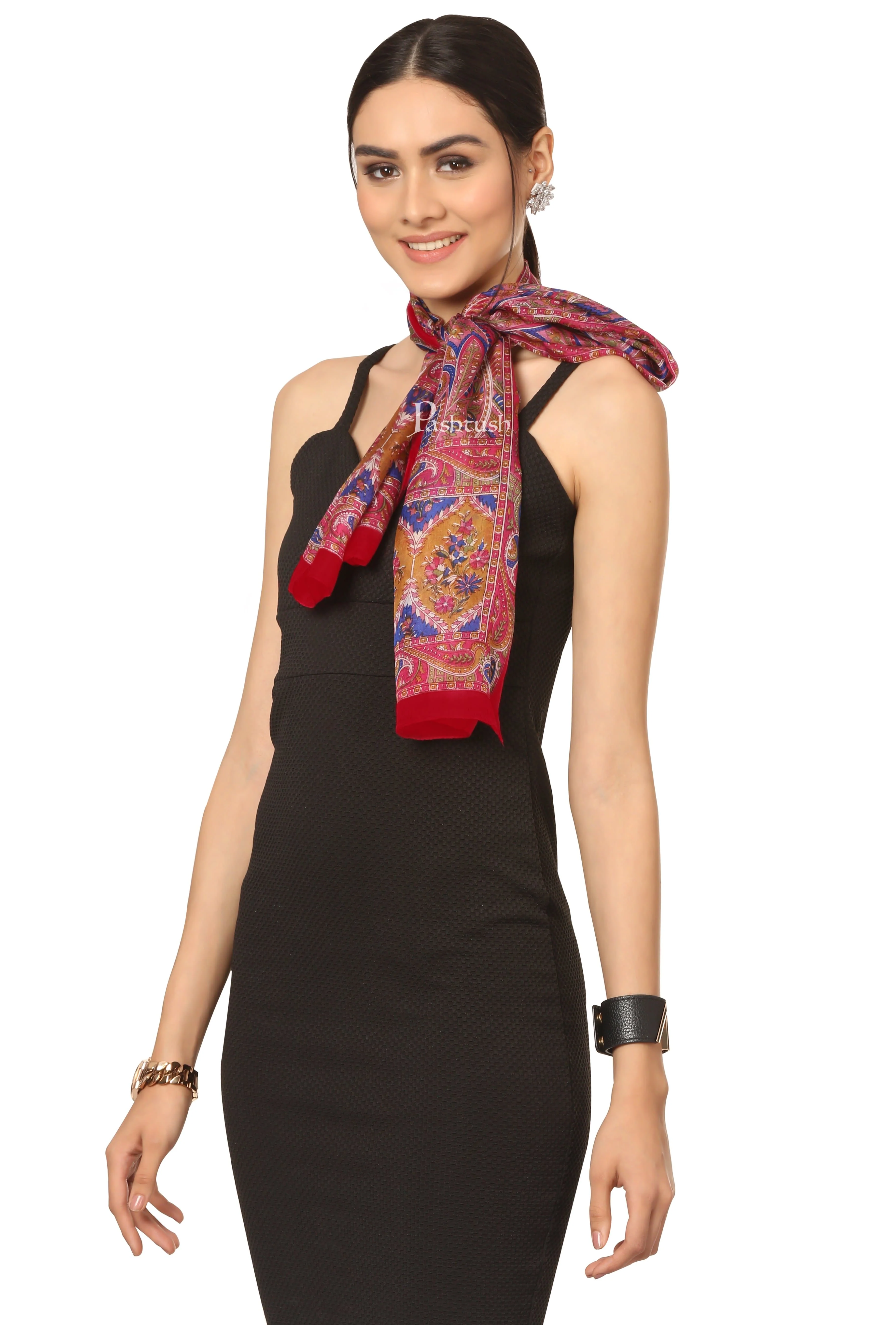 Pashtush Women'S 100% Pure Silk, Printed Scarf - Paisley Romance - Image 3