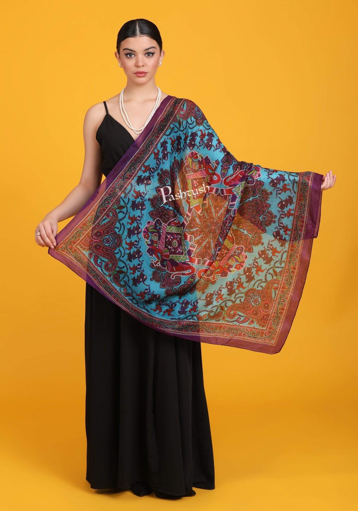 Pashtush Women'S 100% Pure Silk, Printed Scarf, Ultra Soft And Smooth