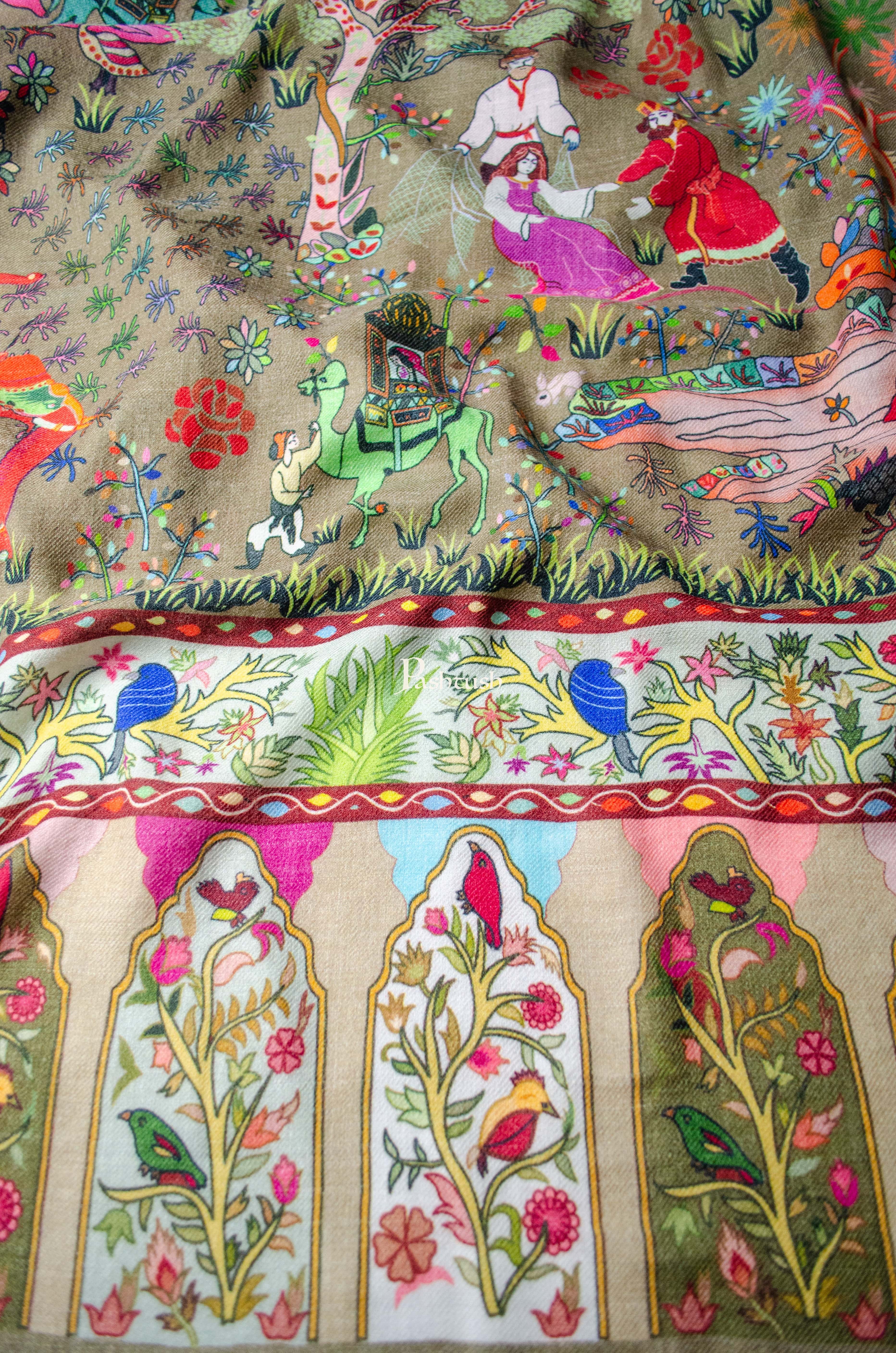 Pashtush Womens 100% Pure Wool With Woolmark Certificate Shawl, Design, Multicolour - Image 2