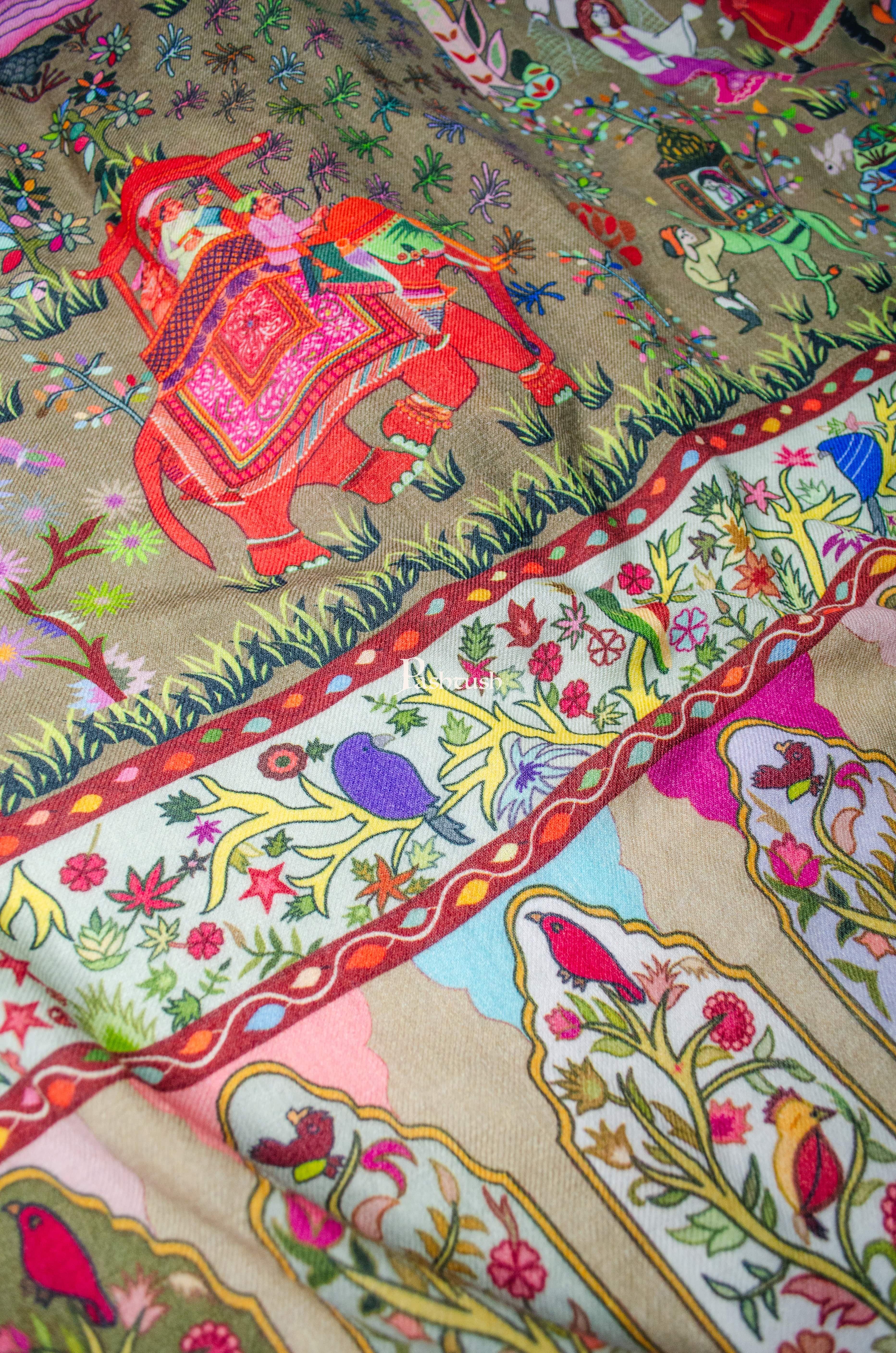 Pashtush Womens 100% Pure Wool With Woolmark Certificate Shawl, Design, Multicolour - Image 3