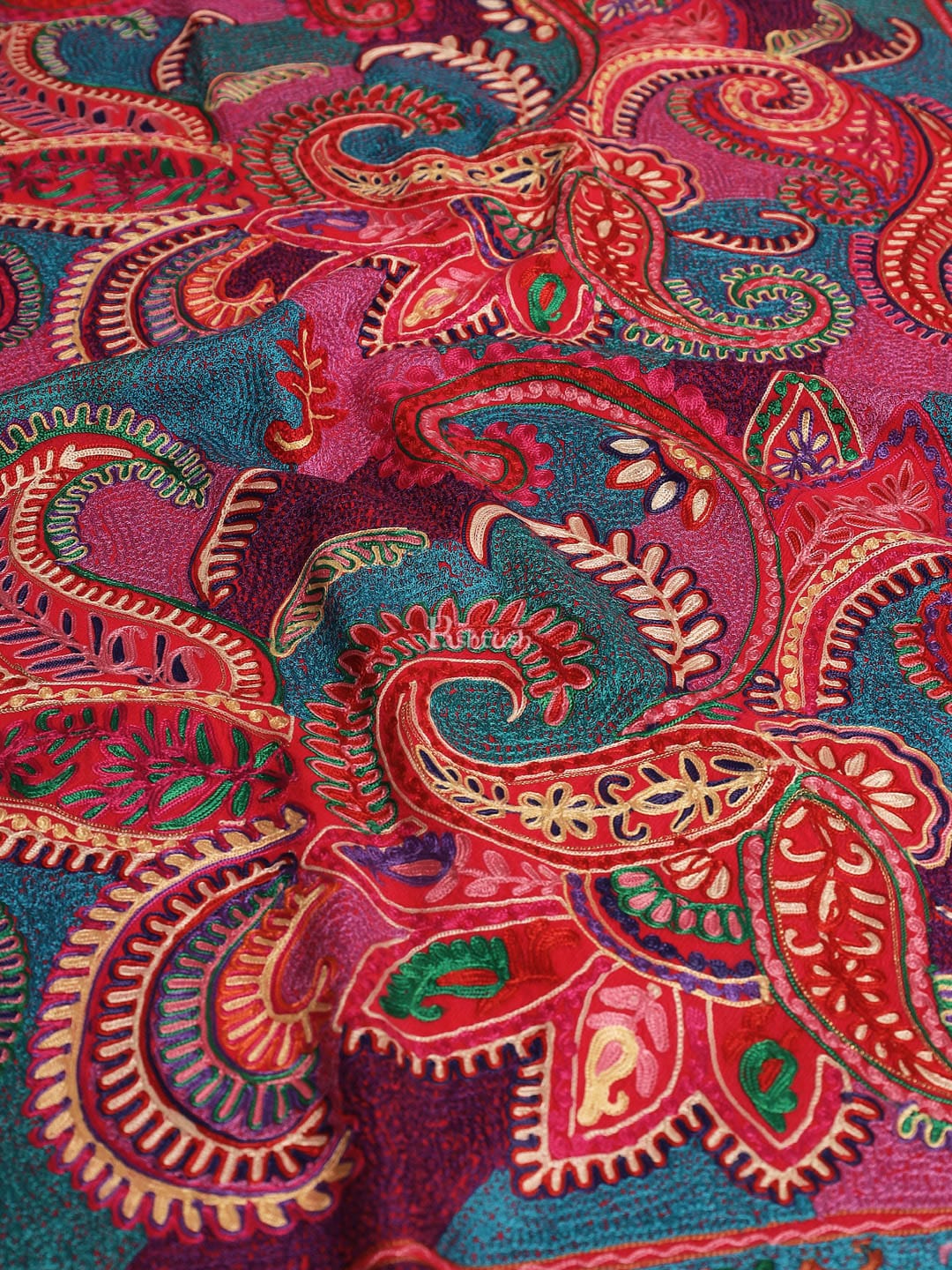 Pashtush womens 100% Pure Wool with Woolmark Certificate stole, nalki embroidery design, Multicolour - Image 2