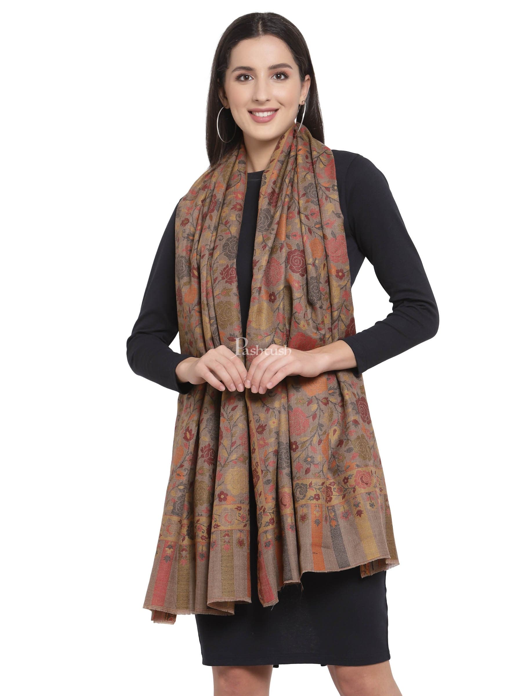 Pashtush Women'S Jacquard Ethnic Light Weight Floral Stole , Multi-Coloured