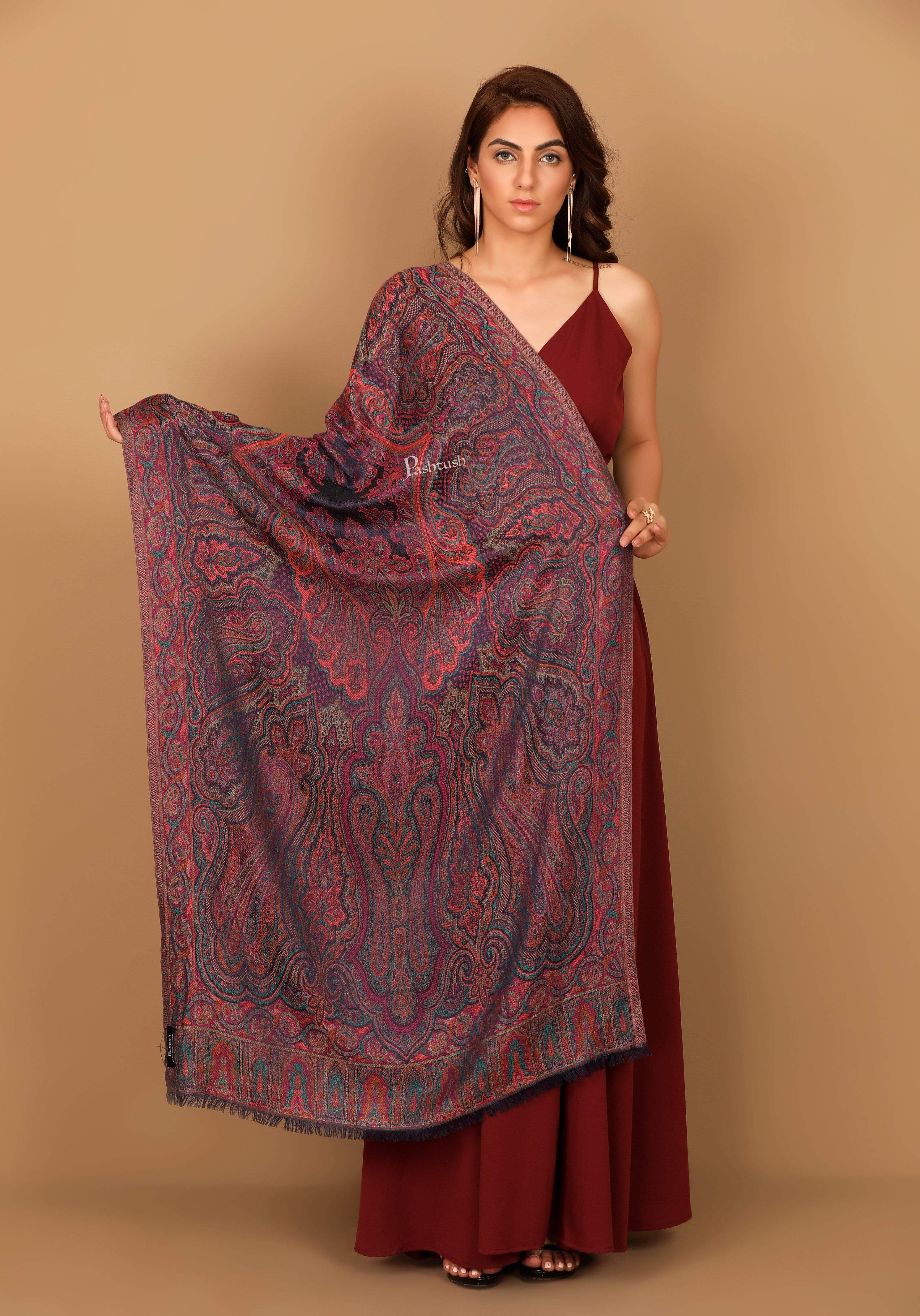 Pashtush Women'S Antique Scarf, Extra Soft Bamboo, Ethnic Weave
