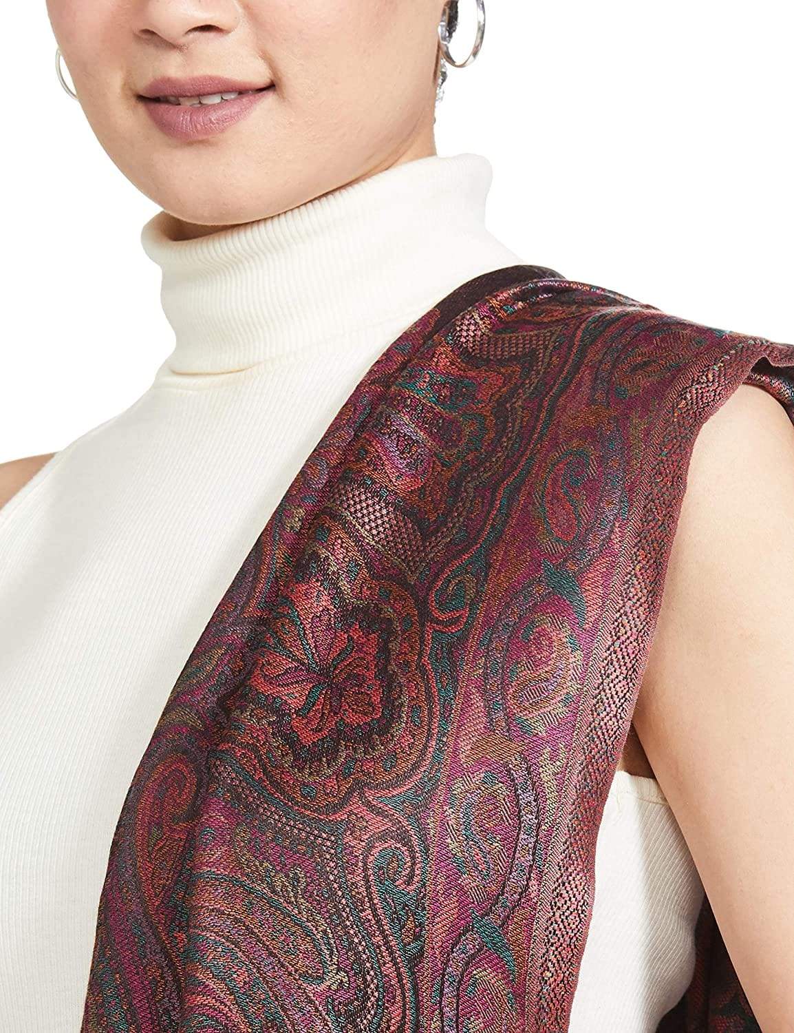 Pashtush Women'S Antique Scarf, Extra Soft Bamboo, Ethnic Weave - Image 8