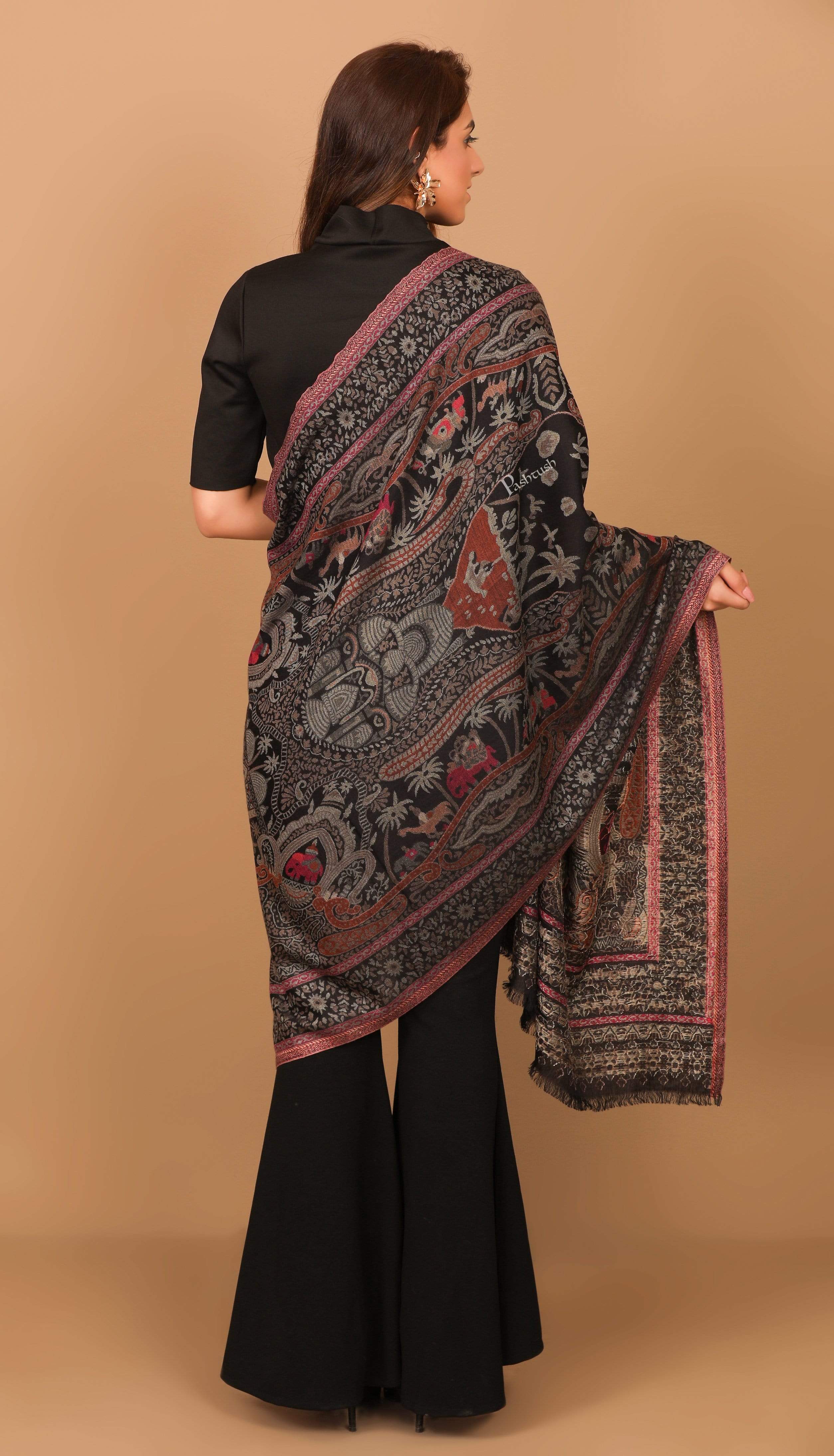 Pashtush Women'S Antique Scarf, Extra Soft Bamboo, Paradise Springs, Black - Image 3