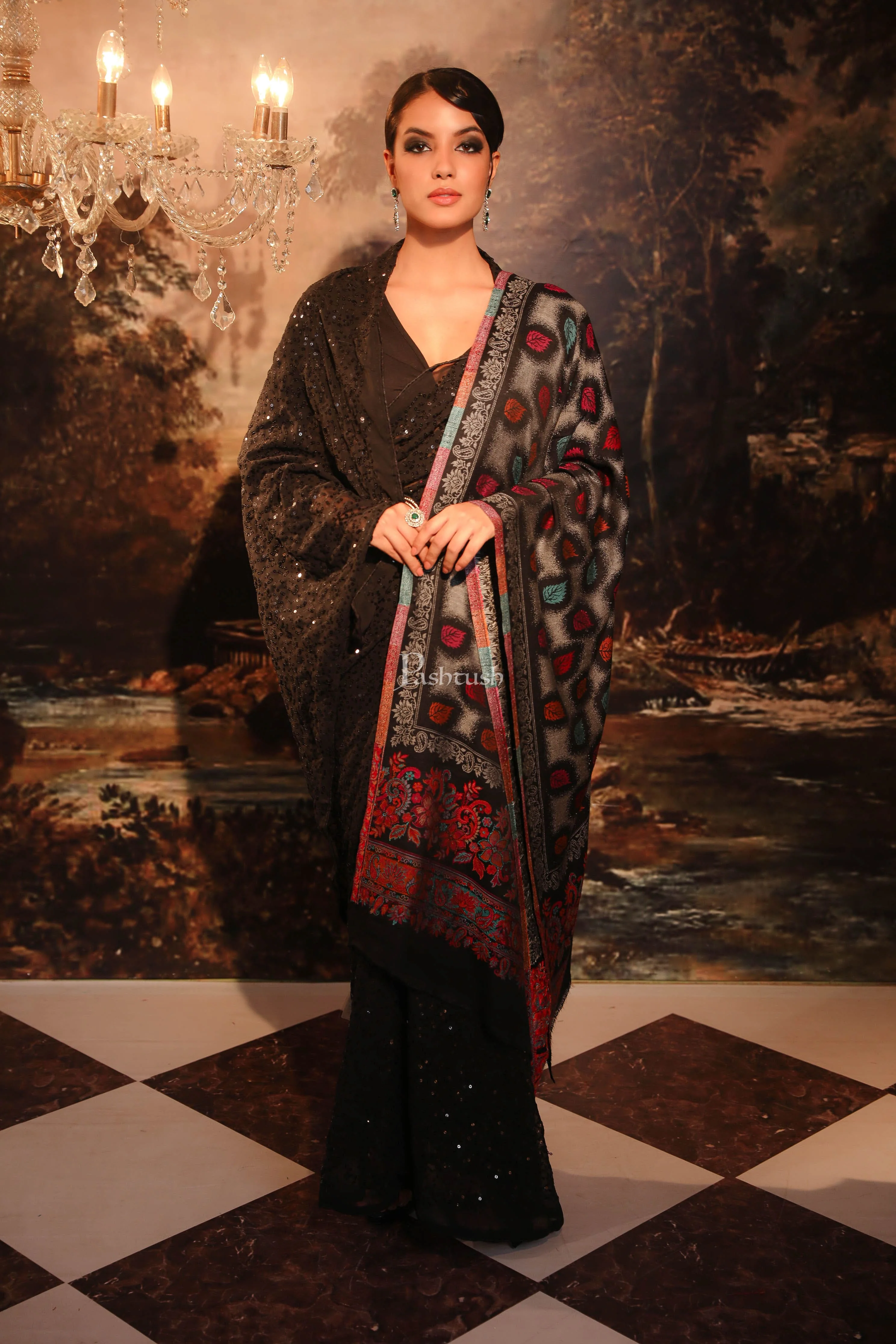 Pashtush Women's Antique Scarf, Extra Soft Bamboo Stole - Image 3
