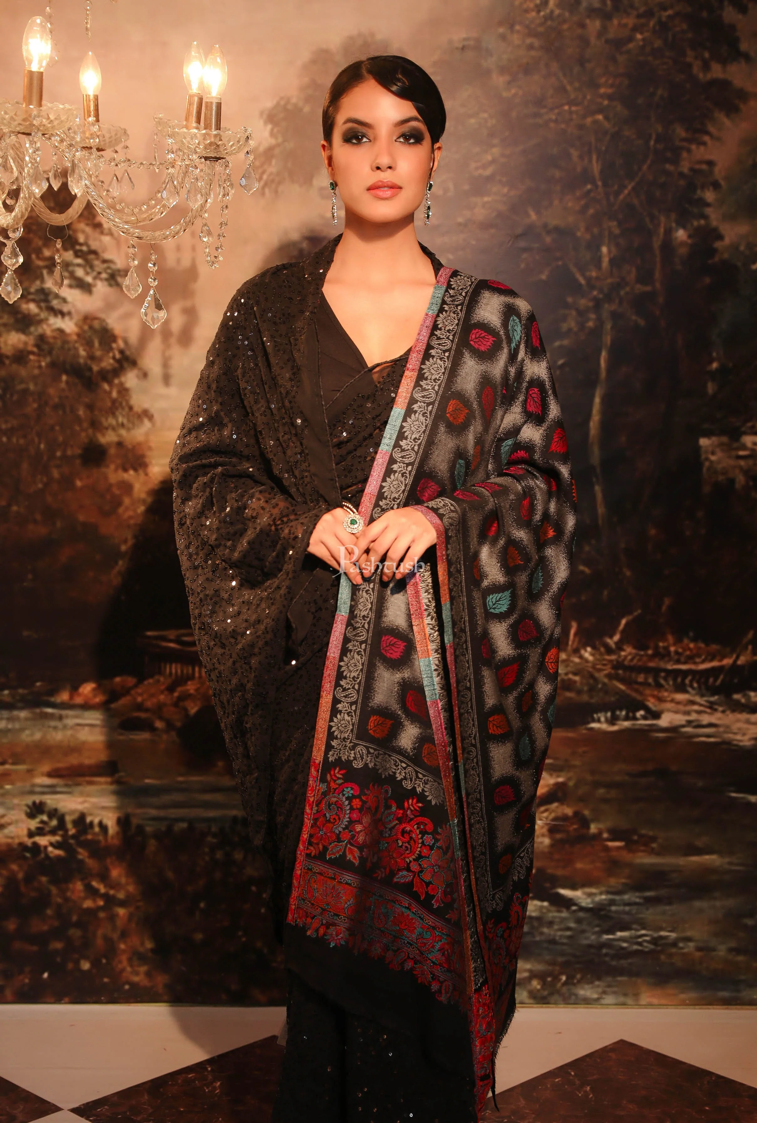 Pashtush Women's Antique Scarf, Extra Soft Bamboo Stole - Image 5