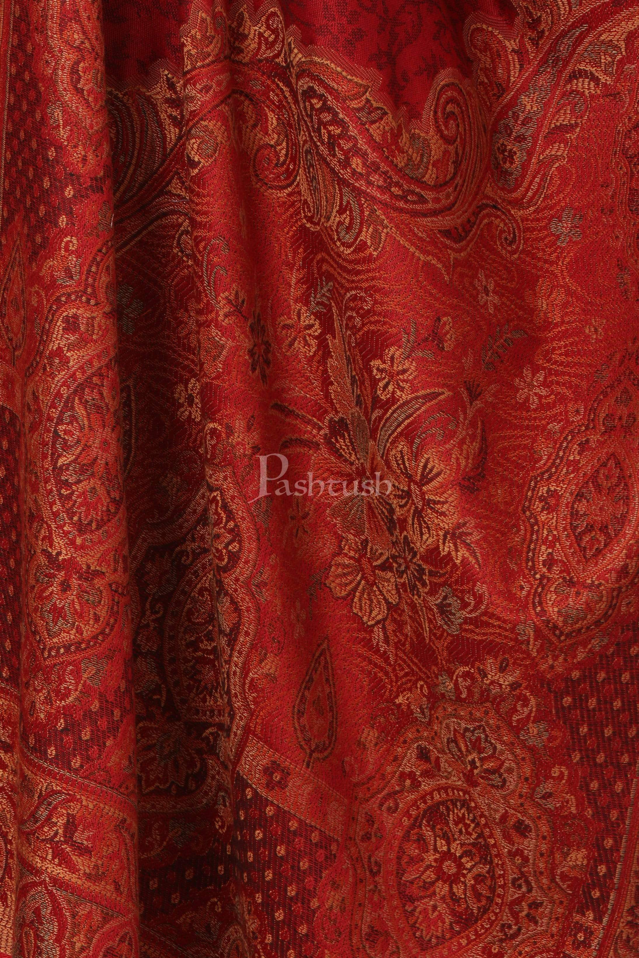 Pashtush Womens Faux Pashmina Jamawar Stole,Maroon - Image 2