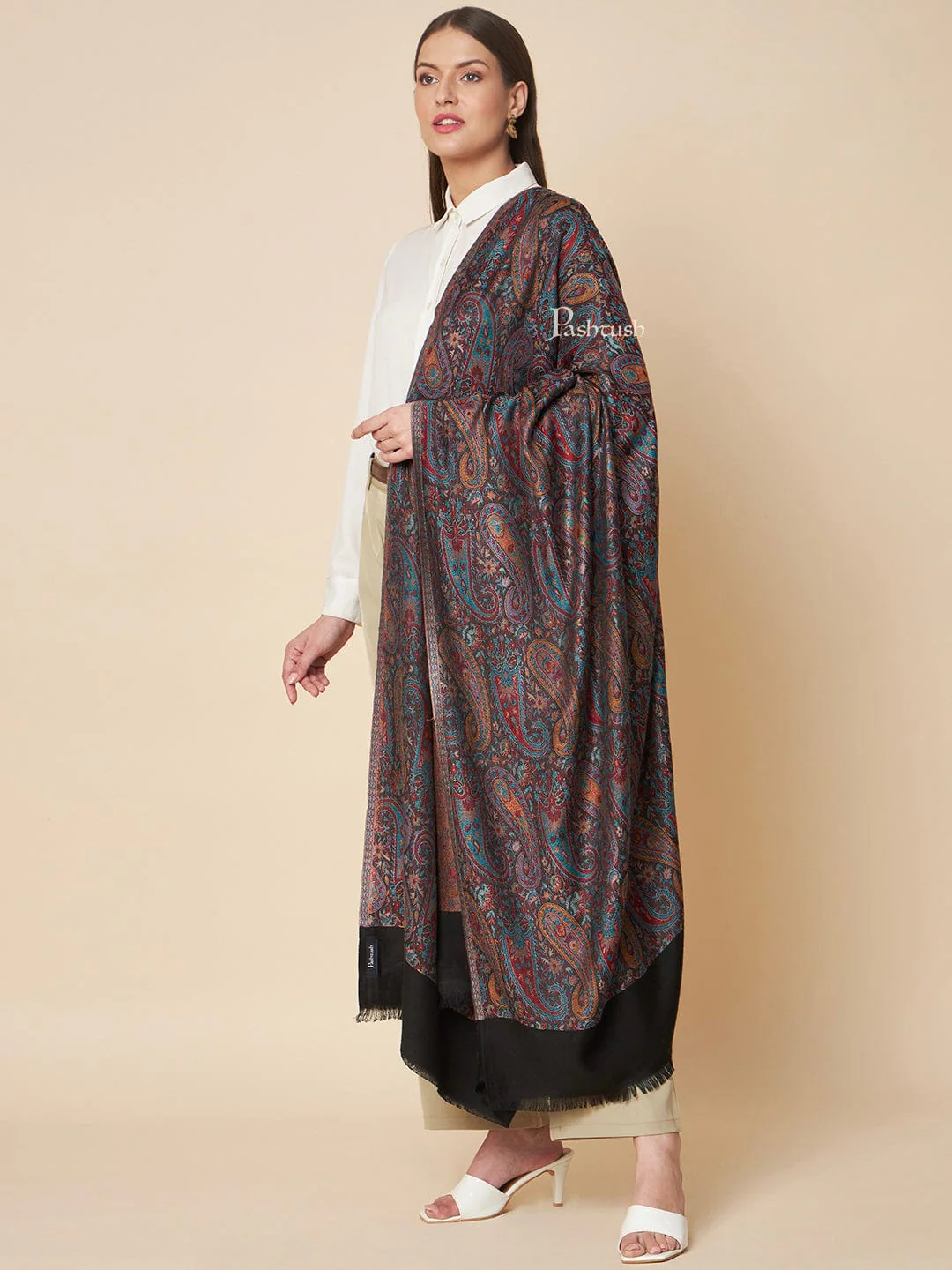 Pashtush Womens Bamboo Shawl, Chanting Paisley Design, Multicolour - Image 2