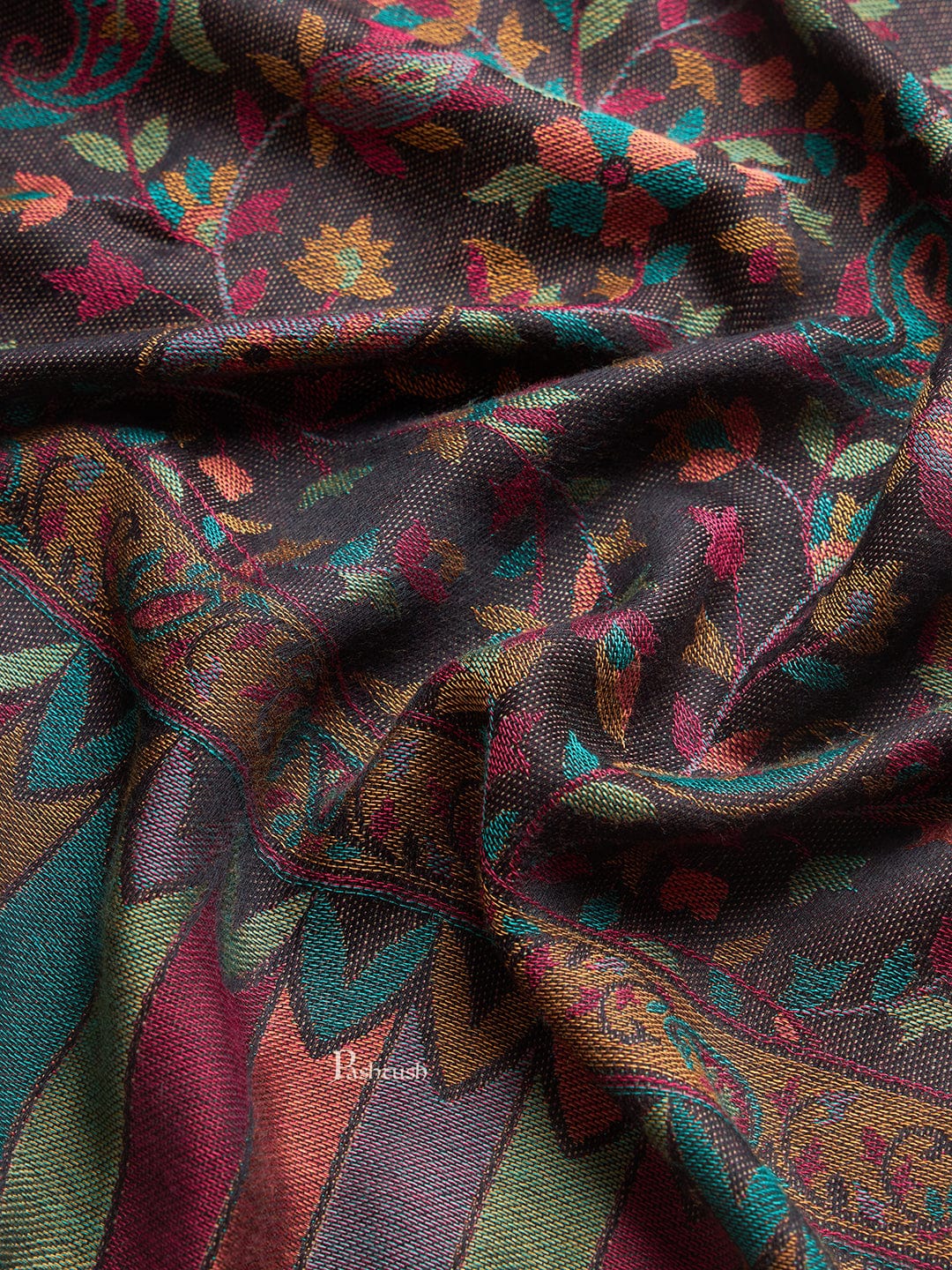 Pashtush Womens Bamboo Shawl, Ethnic  Woven Design, Multicolour - Image 5