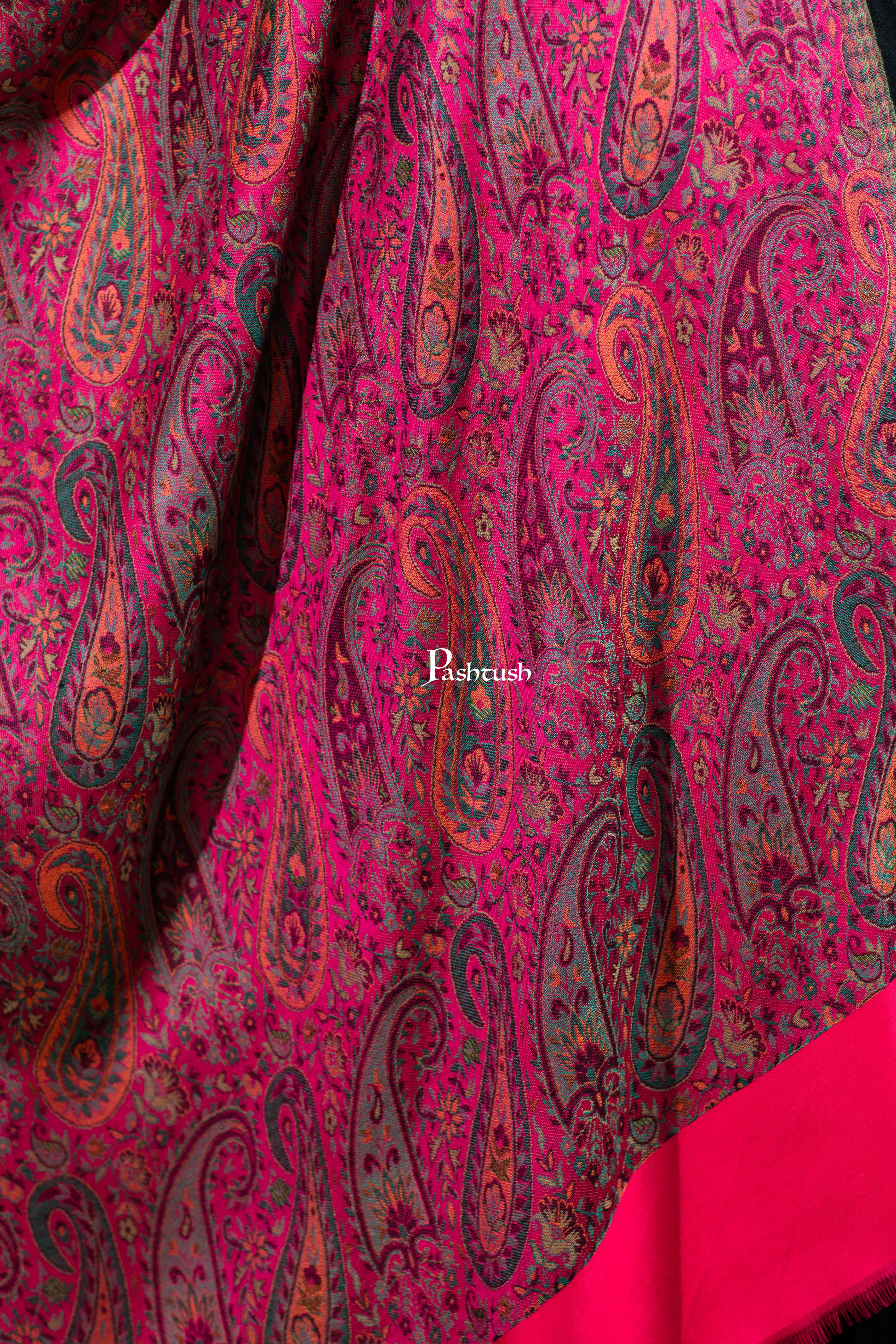 Pashtush Womens Bamboo Stole, Chanting Paisleys, Dark Pink - Image 2