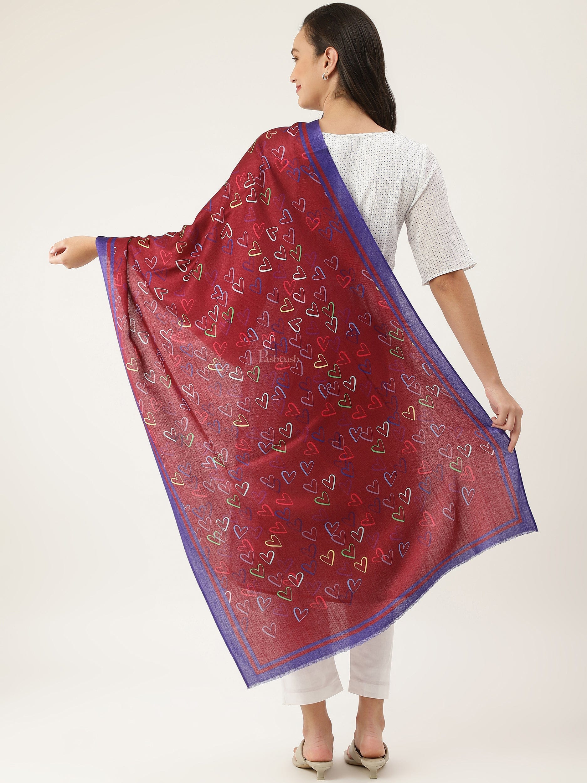 Pashtush womens Bamboo Stole, Cheerub Hearts design, Multicolour - Image 5
