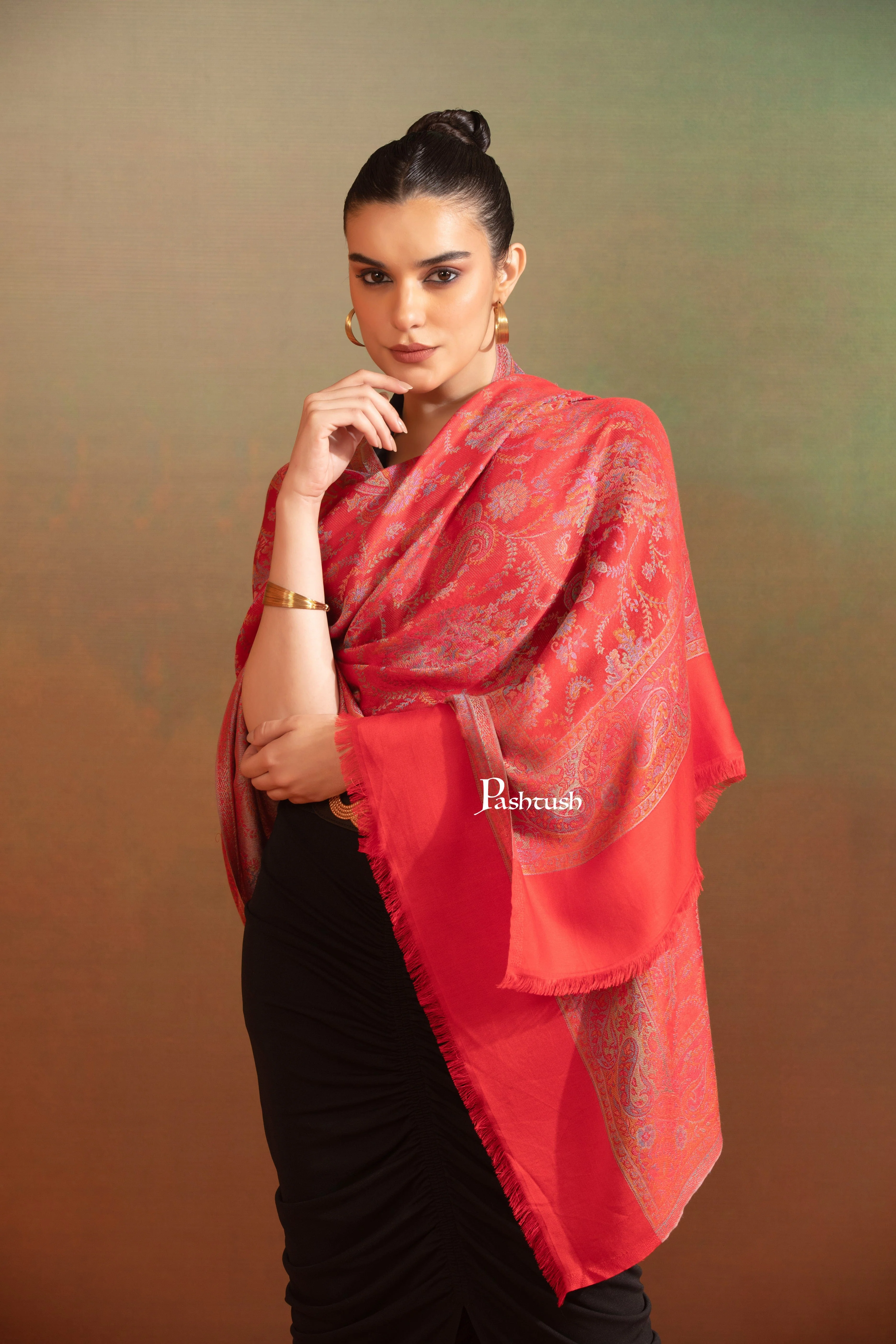 Pashtush Womens Bamboo Stole,  Design, Maroon - Image 5