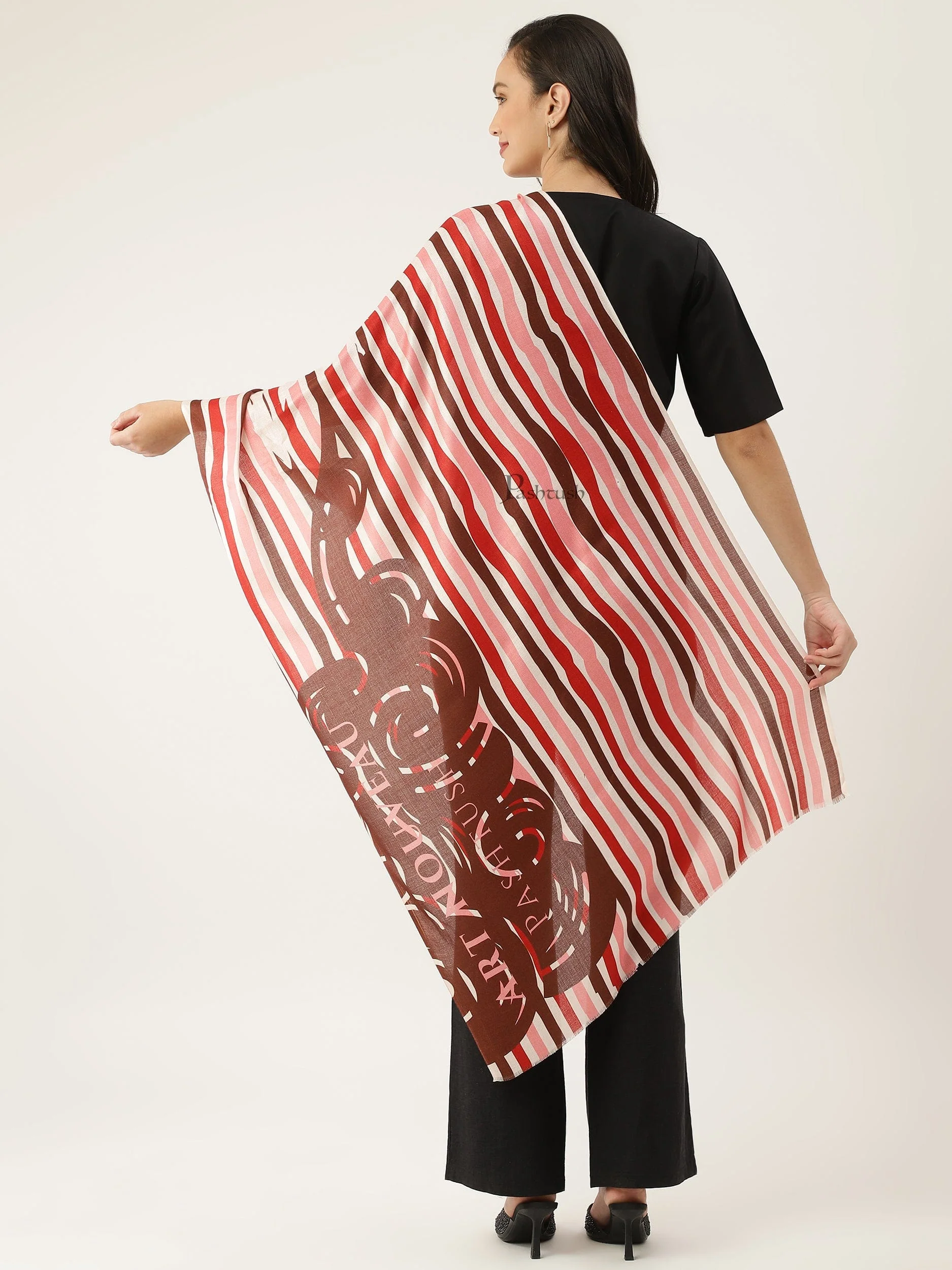 Pashtush womens Bamboo stole , Dutch Impasto Art, Printed, Multicolour - Image 4
