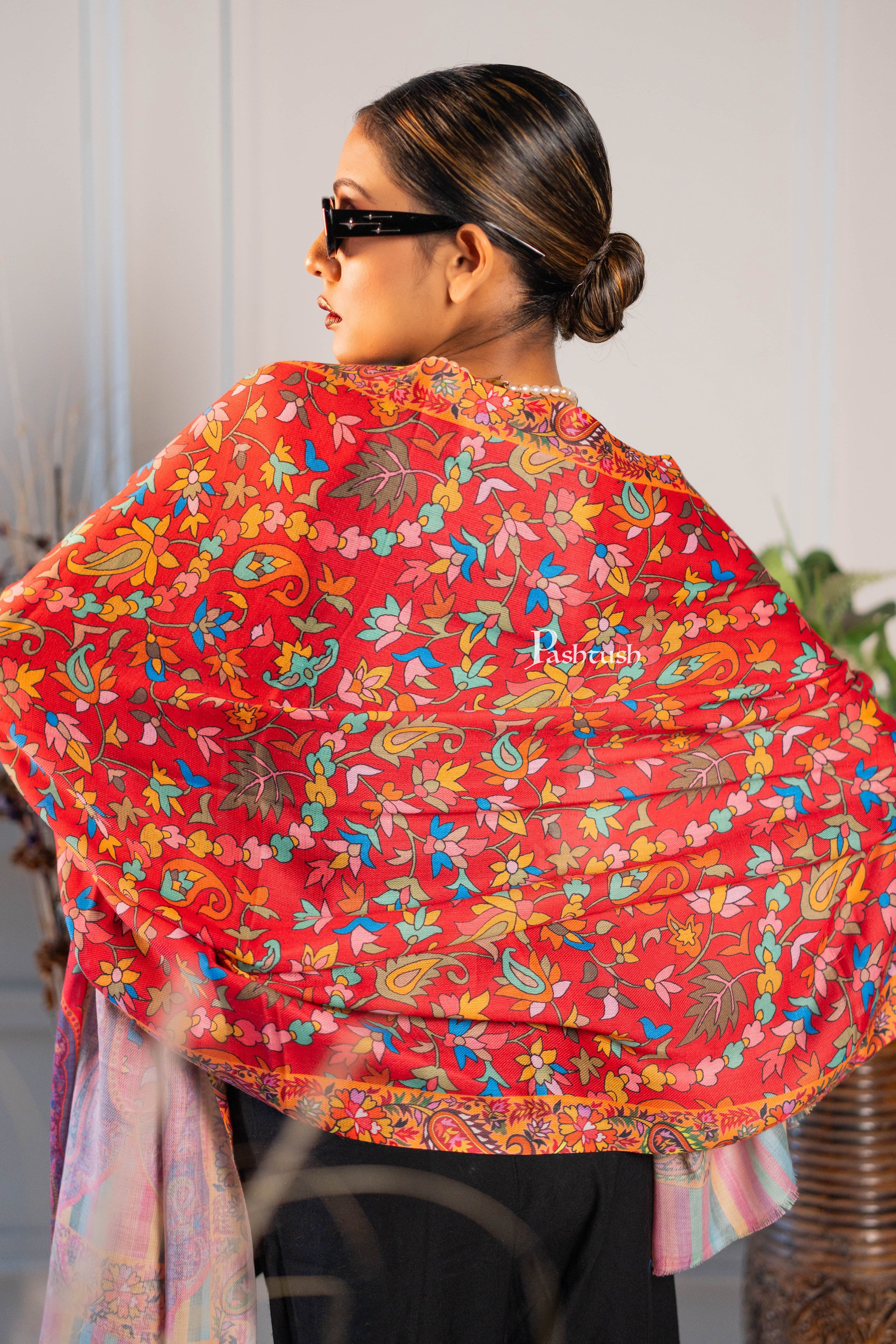 Pashtush Womens Bamboo Stole, Pasiley Print Design, Multicolour - Image 5