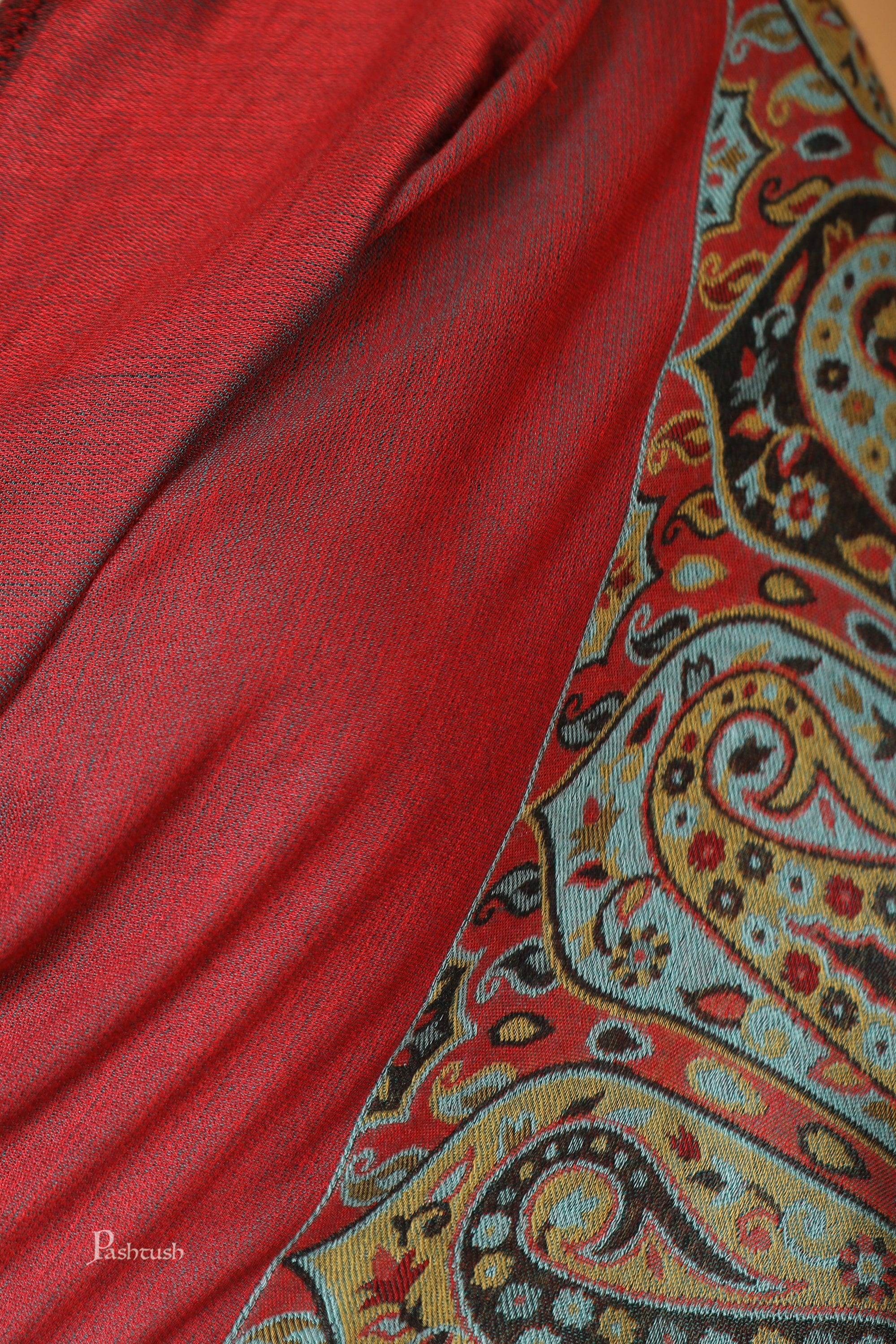 Pashtush womens Bamboo stole, Reversible Ethnic Weave Palla design, Multicolour - Image 5