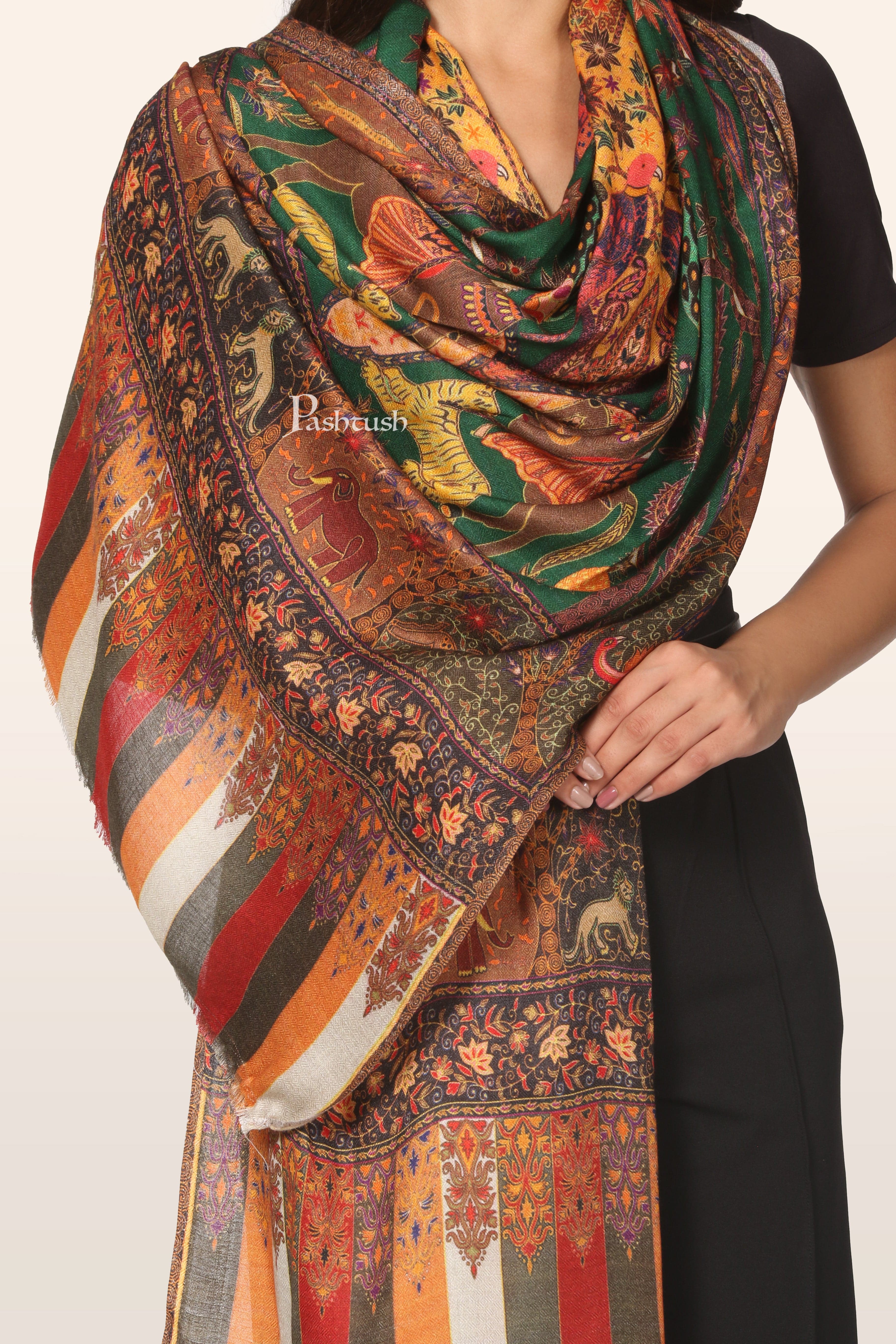 Pashtush Womens Bamboo Stole, Shikaardar Printed Design, Multicolour - Image 2