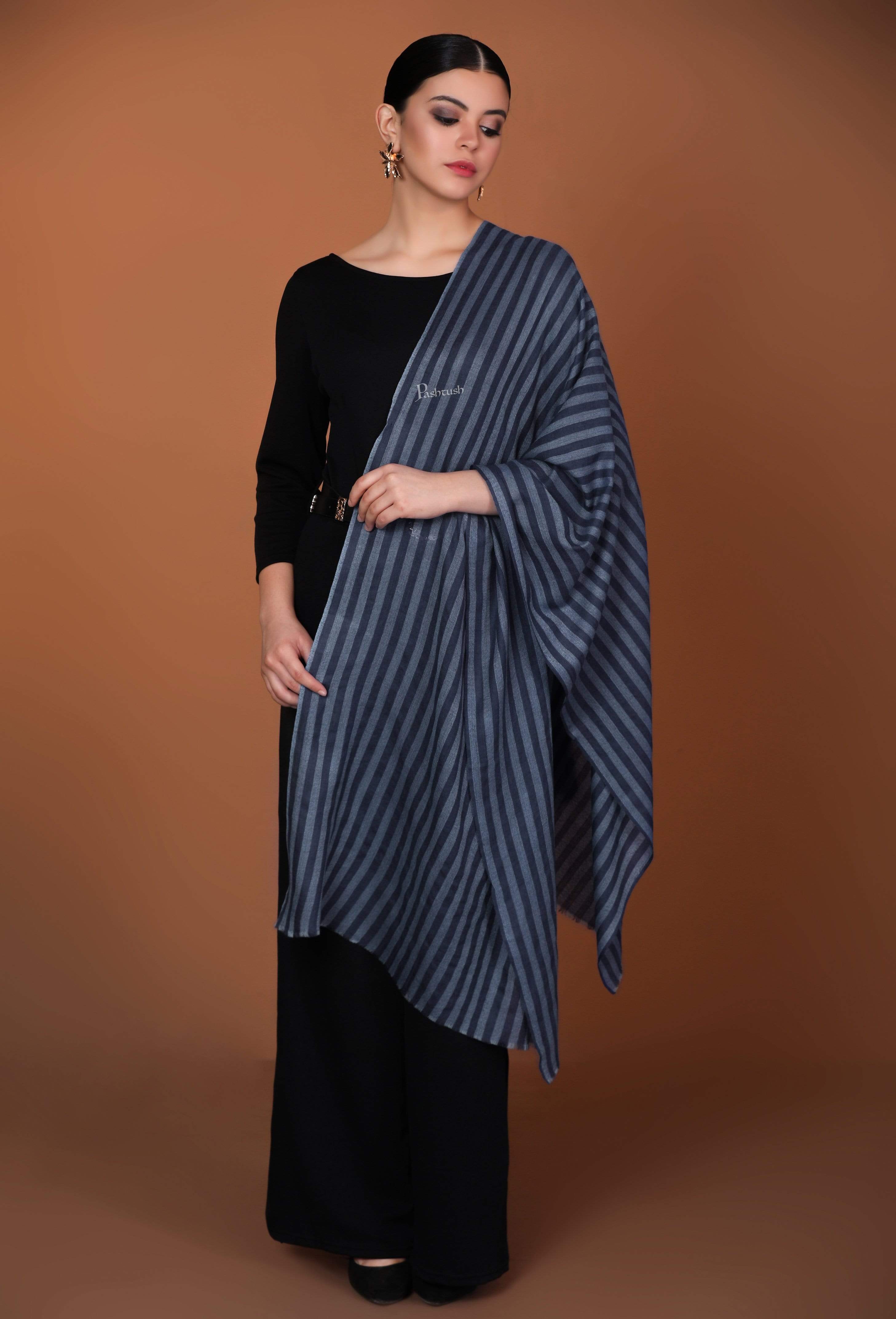Pashtush Womens Cashmere And Wool Blended Scarf, Navy Blue
