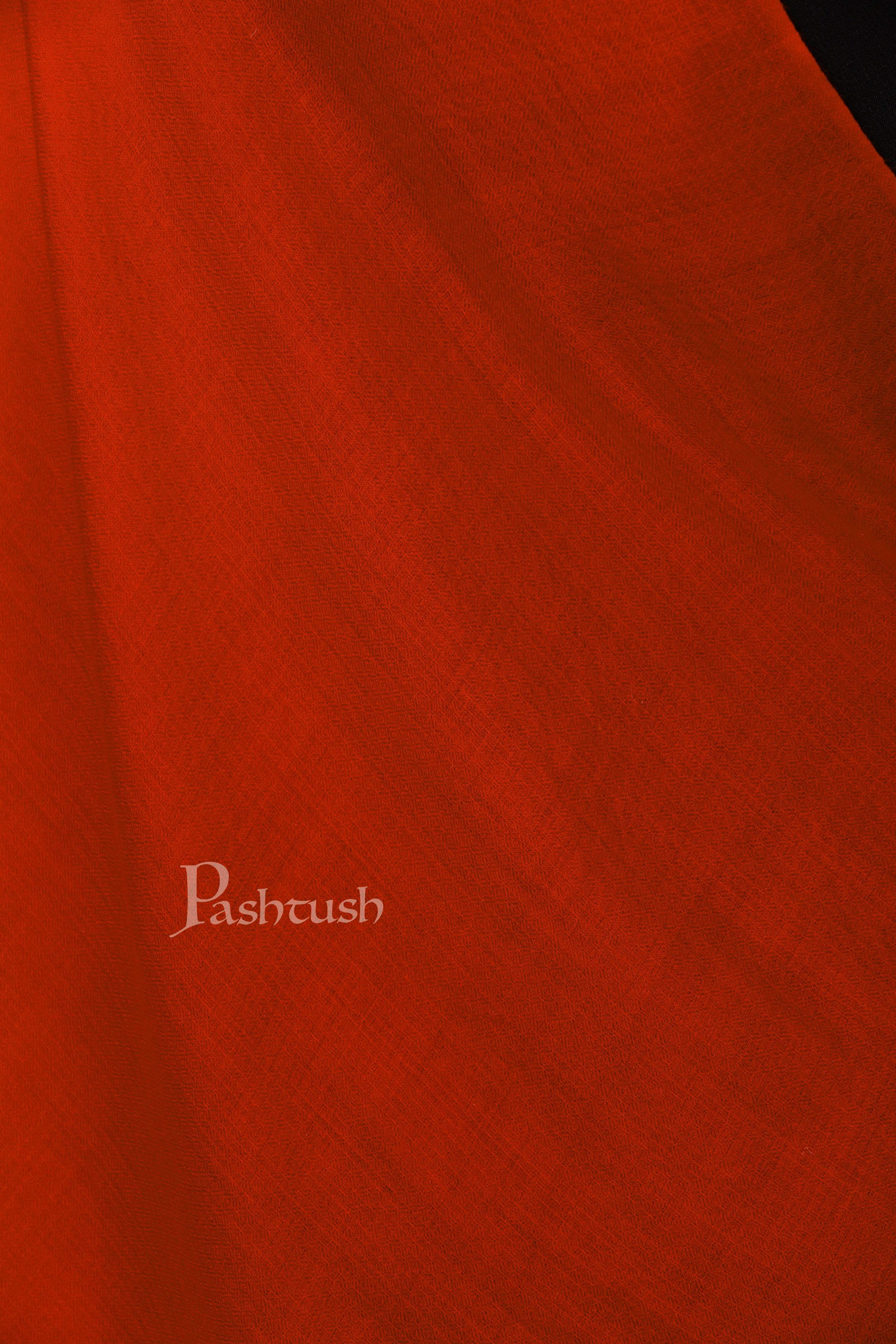 Pashtush Womens Cashmere  Scarf, Diamond Weave, Deep Orange - Image 2