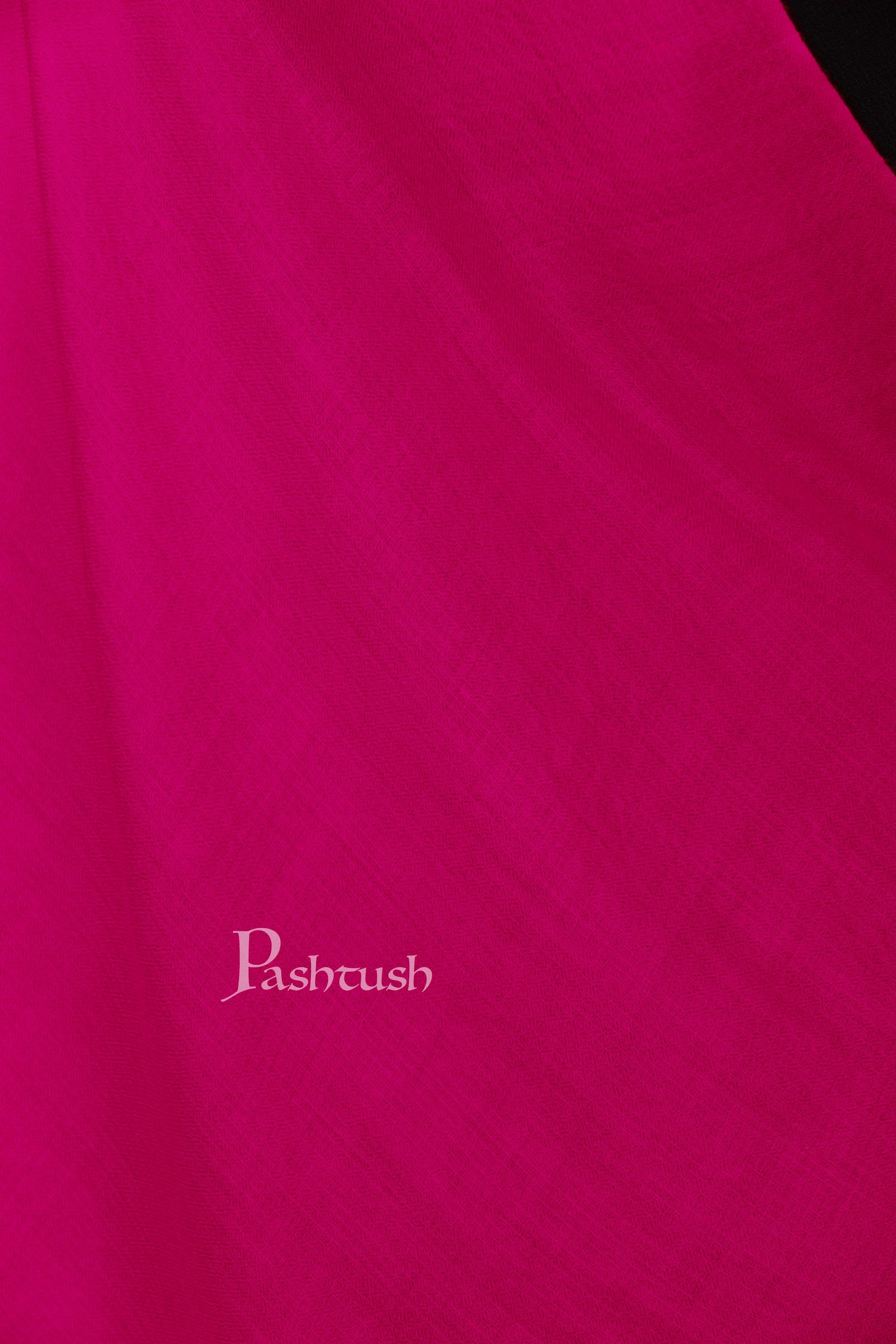 Pashtush Womens Softest Cashmere Scarf, Diamond Weave, Fuchsia - Image 2