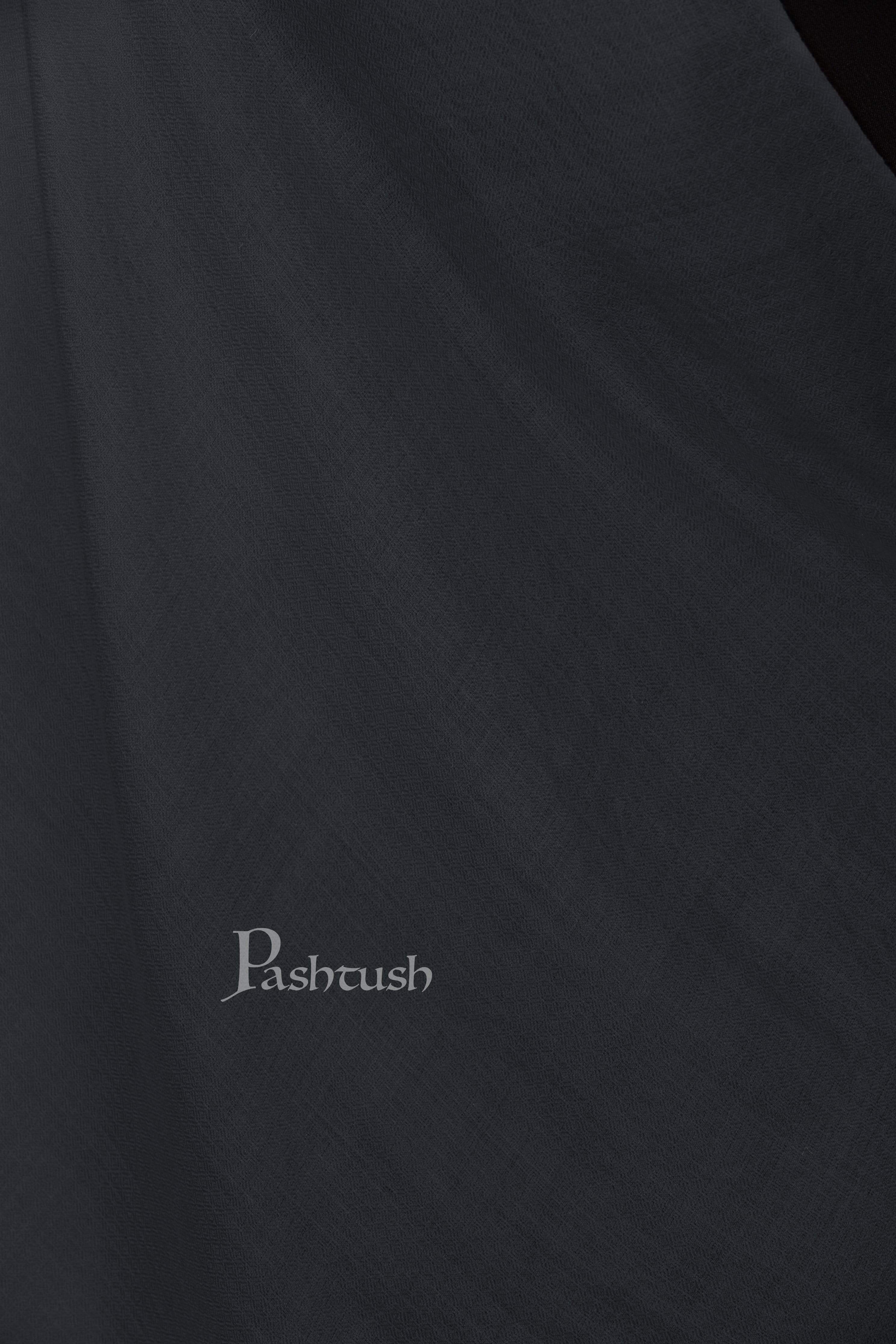 Pashtush Womens Cashmere  Scarf, Diamond Weave, Charcoal Grey - Image 2