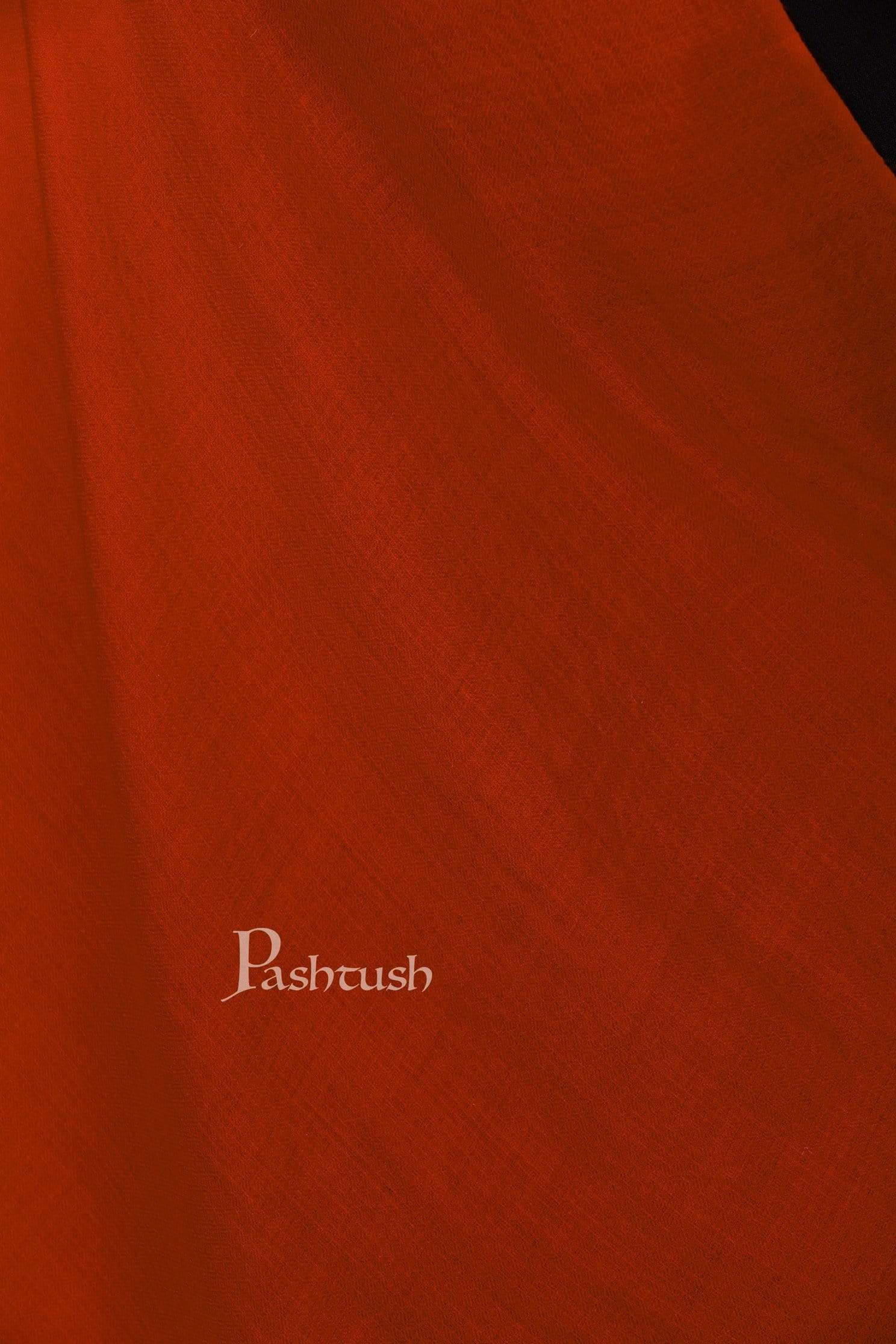 Pashtush Womens Cashmere Scarf, Diamond Weave, Orange - Image 2
