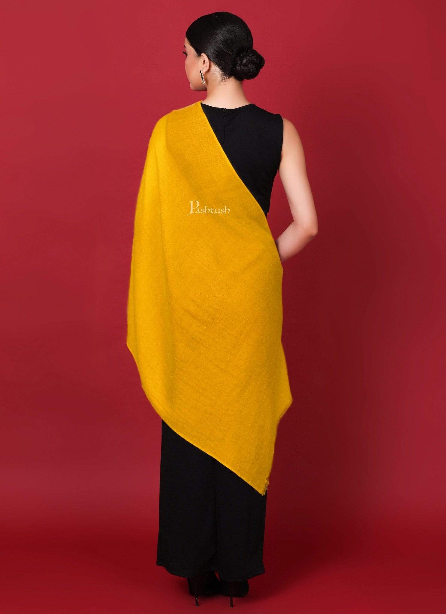 Pashtush Womens Cashmere  Scarf, Diamond Weave, Sunray - Image 3