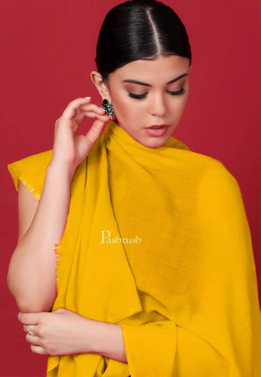 Pashtush Womens Cashmere  Scarf, Diamond Weave, Sunray - Image 4
