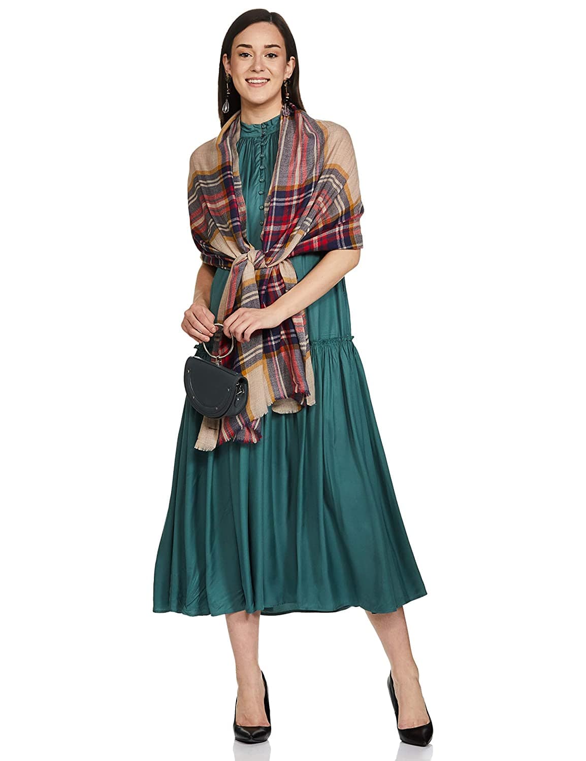 Pashtush Womens Cashmere Wool Checkered Scarf - Image 3