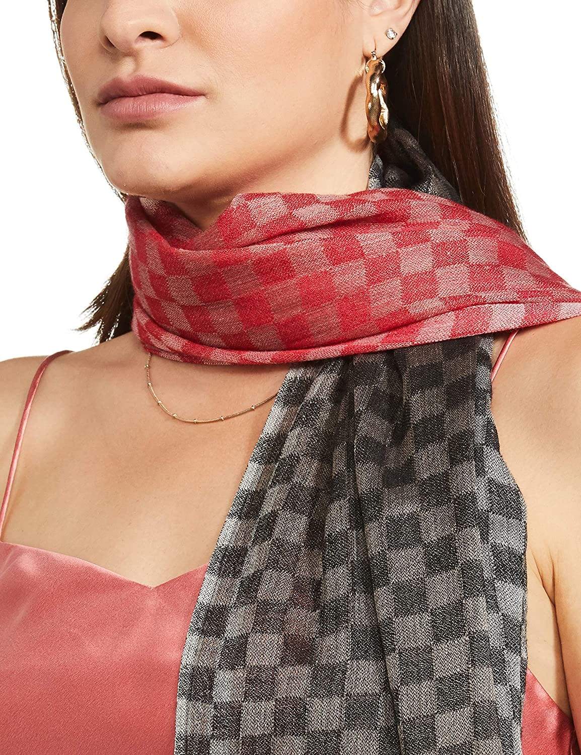 Pashtush Womens Cashmere Wool Scarf, Reversible Weave, Twin Checks Scarf - Image 8