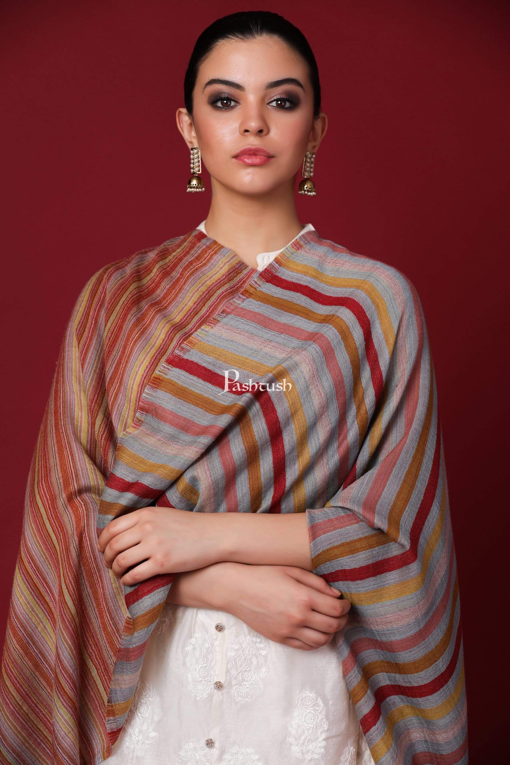 Pashtush Womens Cashmere And Wool Reversible Scarf, Sunkissed Hues