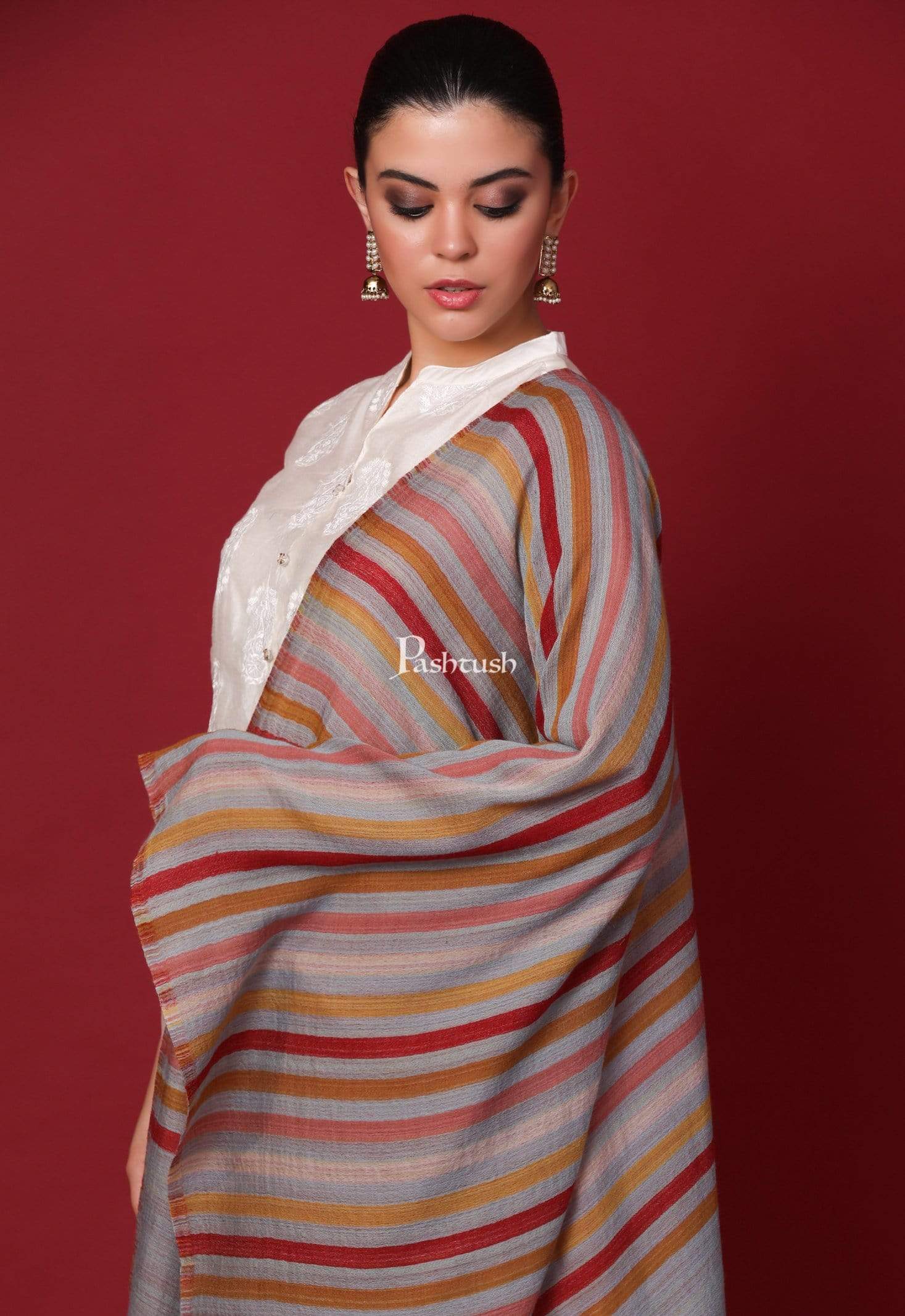Pashtush Womens Cashmere And Wool Reversible Scarf, Sunkissed Hues - Image 2