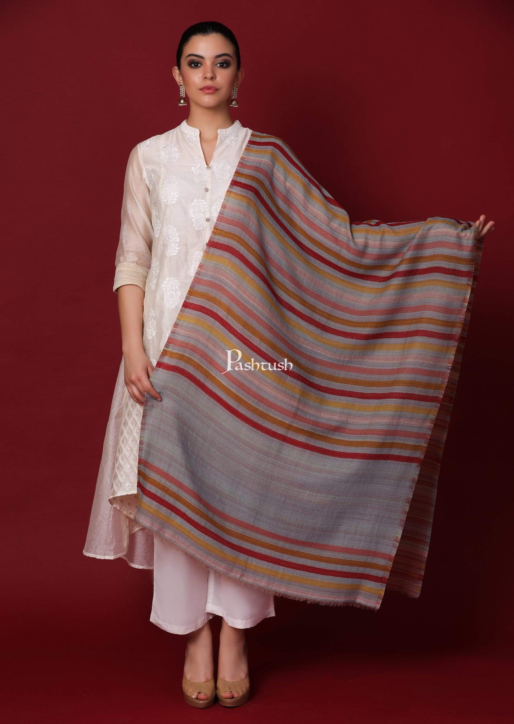 Pashtush Womens Cashmere And Wool Reversible Scarf, Sunkissed Hues - Image 4