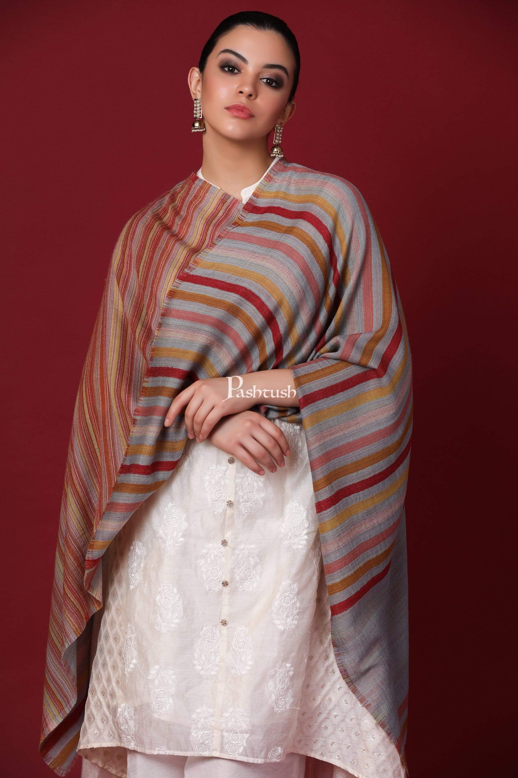Pashtush Womens Cashmere And Wool Reversible Scarf, Sunkissed Hues - Image 5