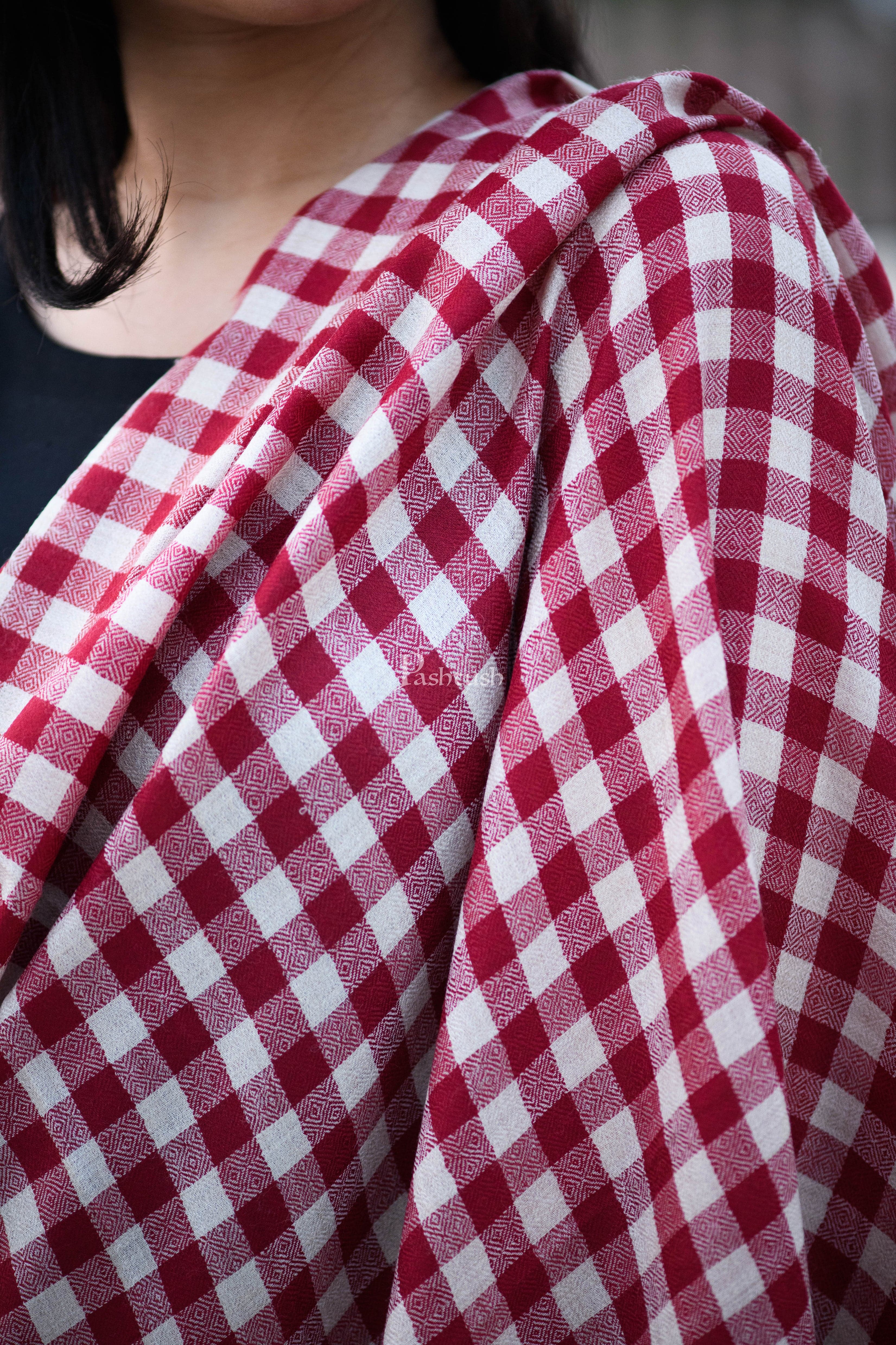 Pashtush Womens Check Shawl, Ultra Soft Wool, Full Size - Image 2