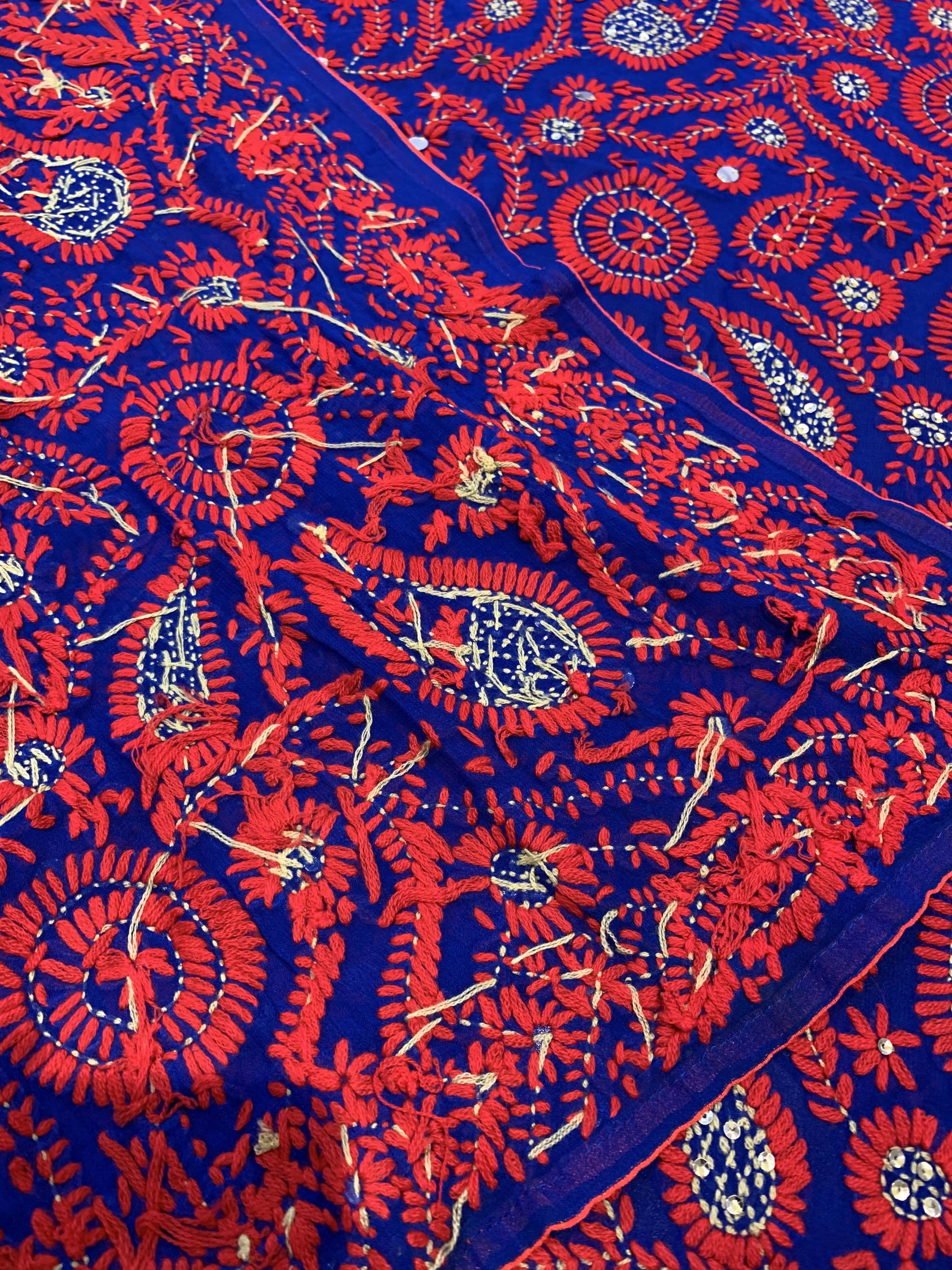 Pashtush Womens Dupatta, 100% Hand Embroidered Needlework Work, Free Size, Multi-Coloured - Image 3