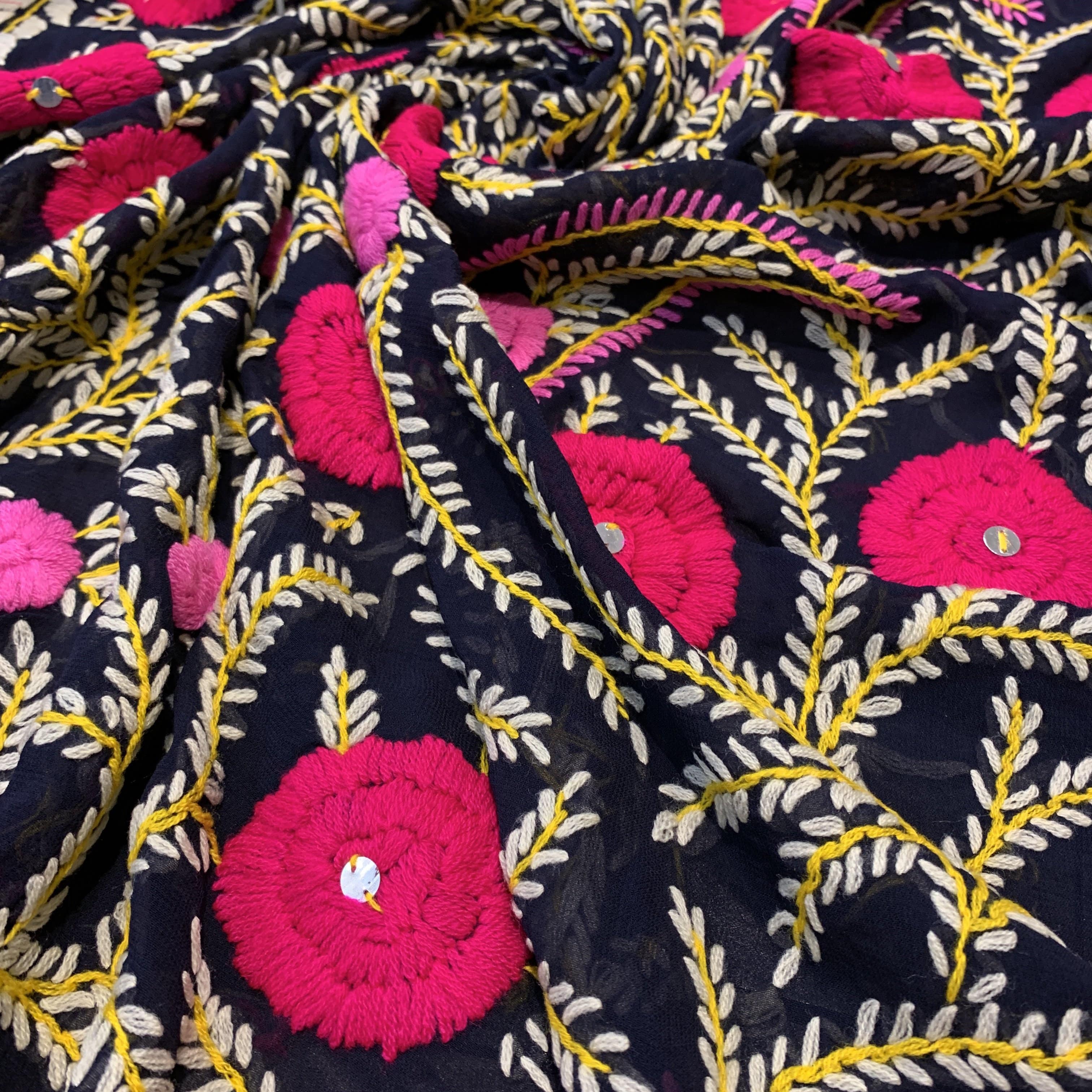 Pashtush Womens Dupatta, 100% Hand Embroidered Needlework Work, Free Size, Multi-Coloured - Image 2