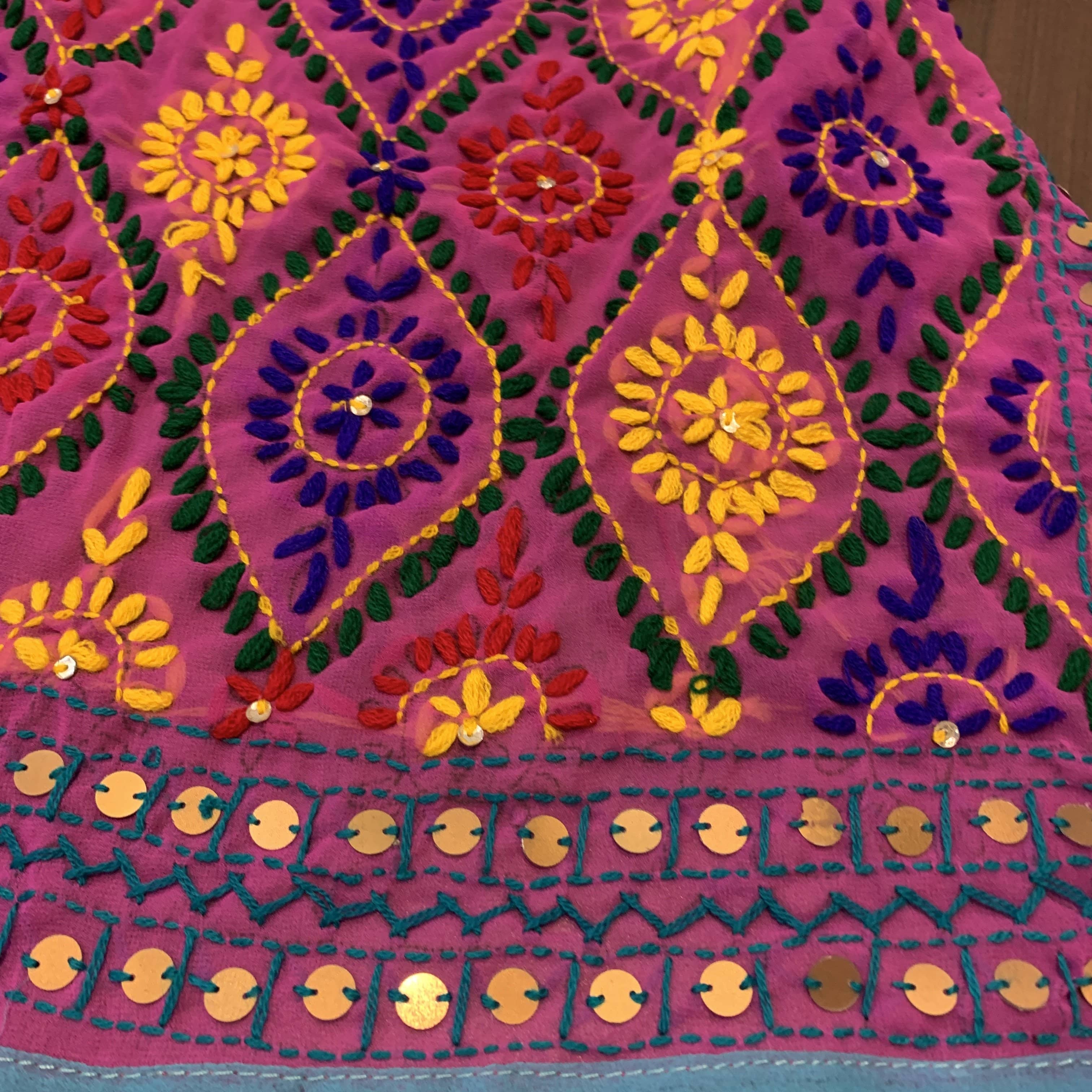 Pashtush Womens Dupatta, 100% Hand Embroidered Needlework Work, Free Size, Multi-Coloured - Image 2
