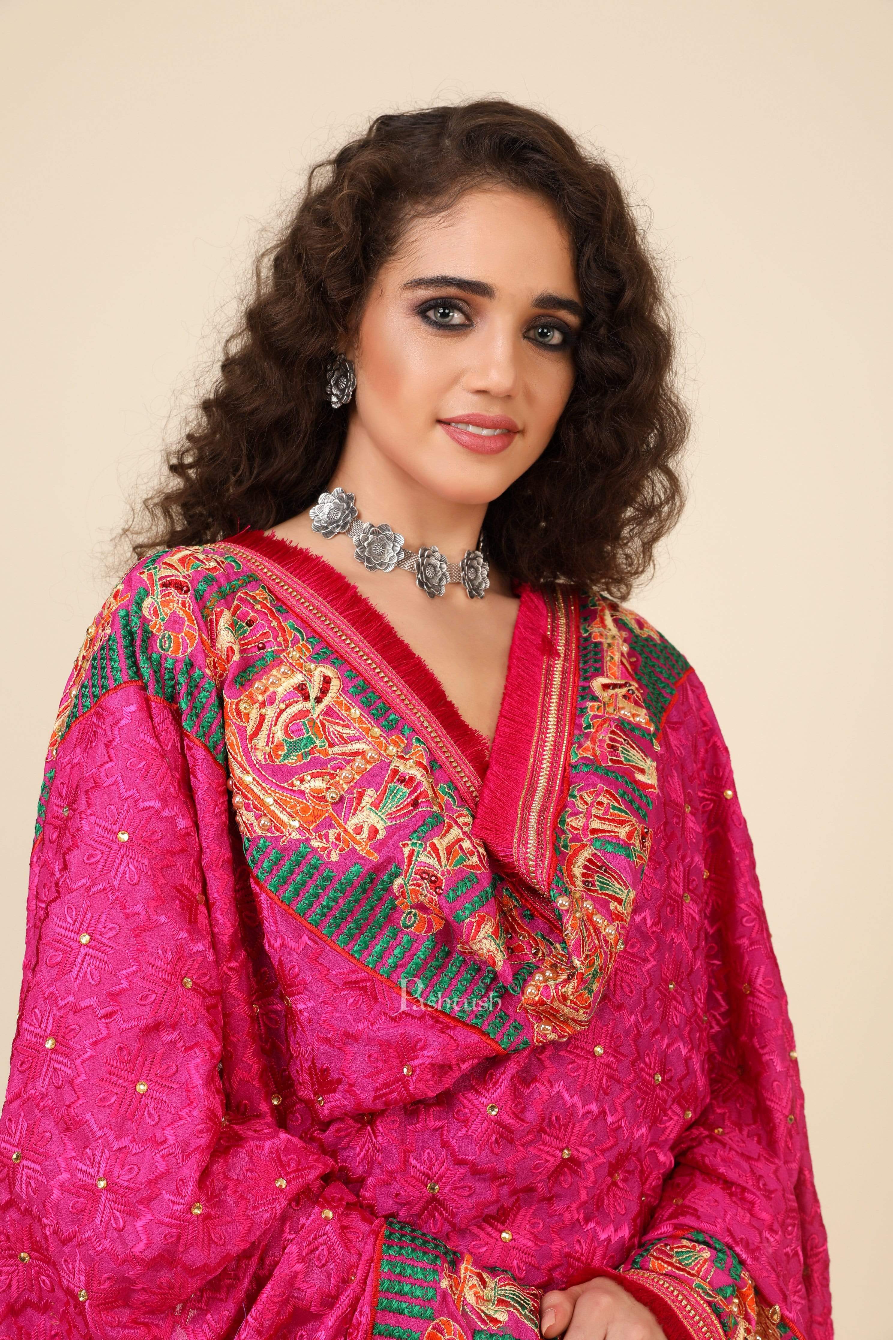 Pashtush Womens Dupatta, Royal Doli, Bridal Collection, Fuchsia - Image 3