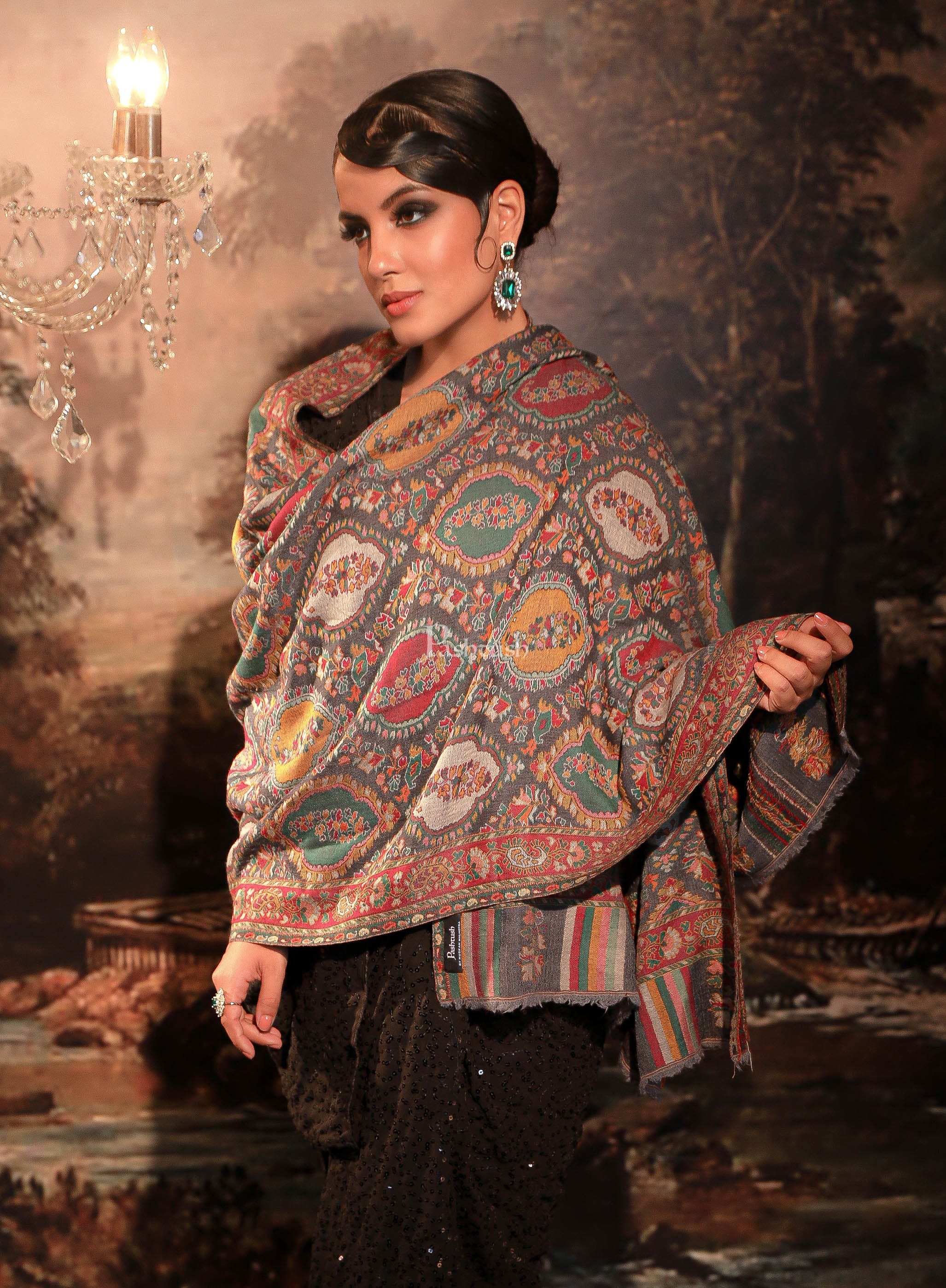 Pashtush womens 100% Pure Wool with Woolmark Certificate shawl, Multicolour - Image 4