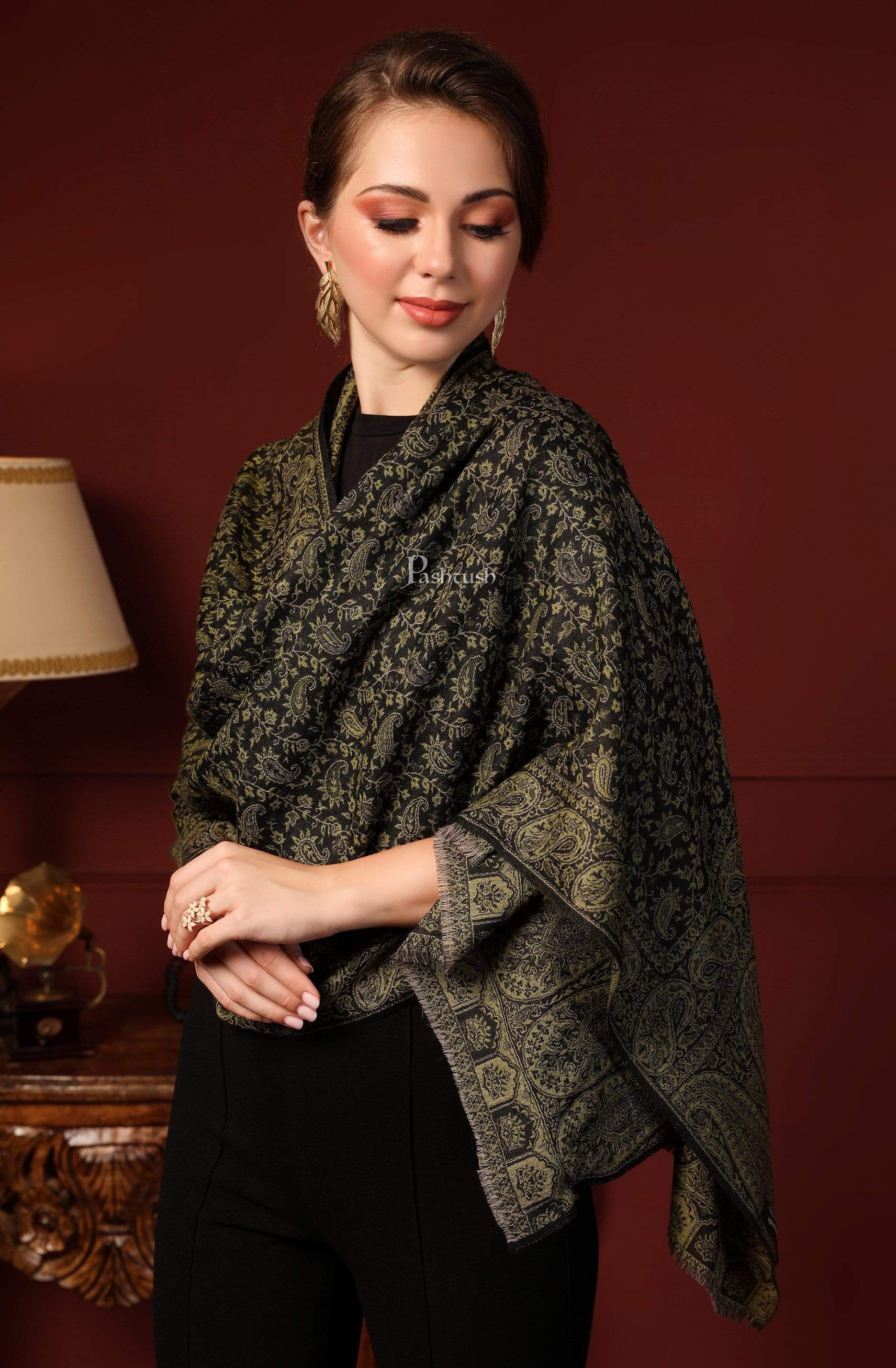 Pashtush Women'S Ethnic Weave Stole, Fine Wool - Image 5
