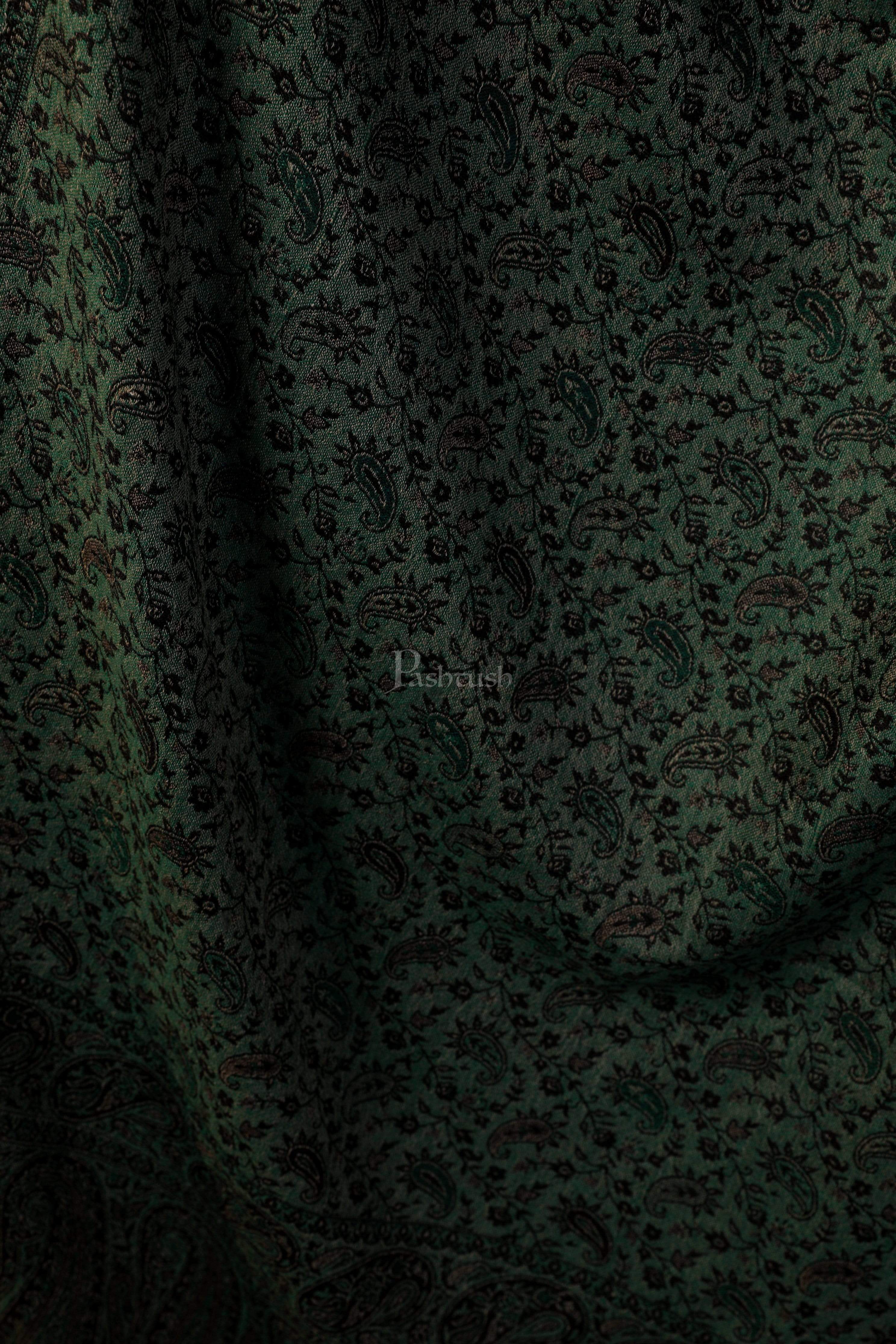Pashtush Women'S Ethnic Weave Stole, Fine Wool, Bottle Green - Image 2