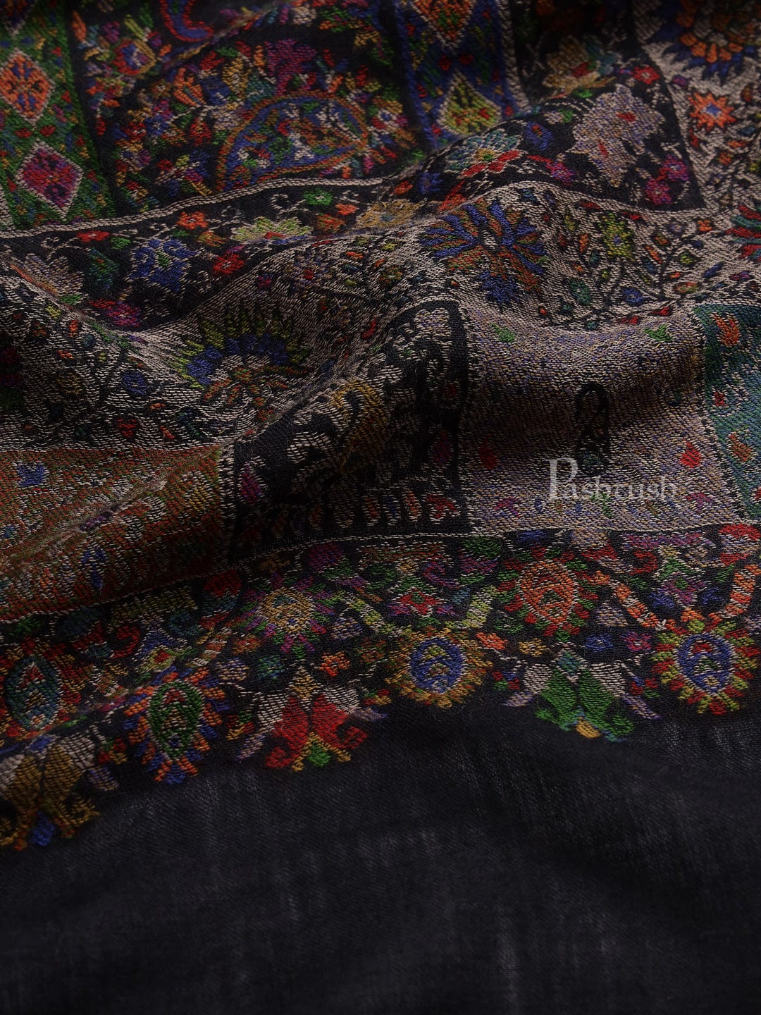 Pashtush Womens Extra Fine Ethnic Shawl, Pure Wool, Woolmark Certificate, Multicolour - Image 3