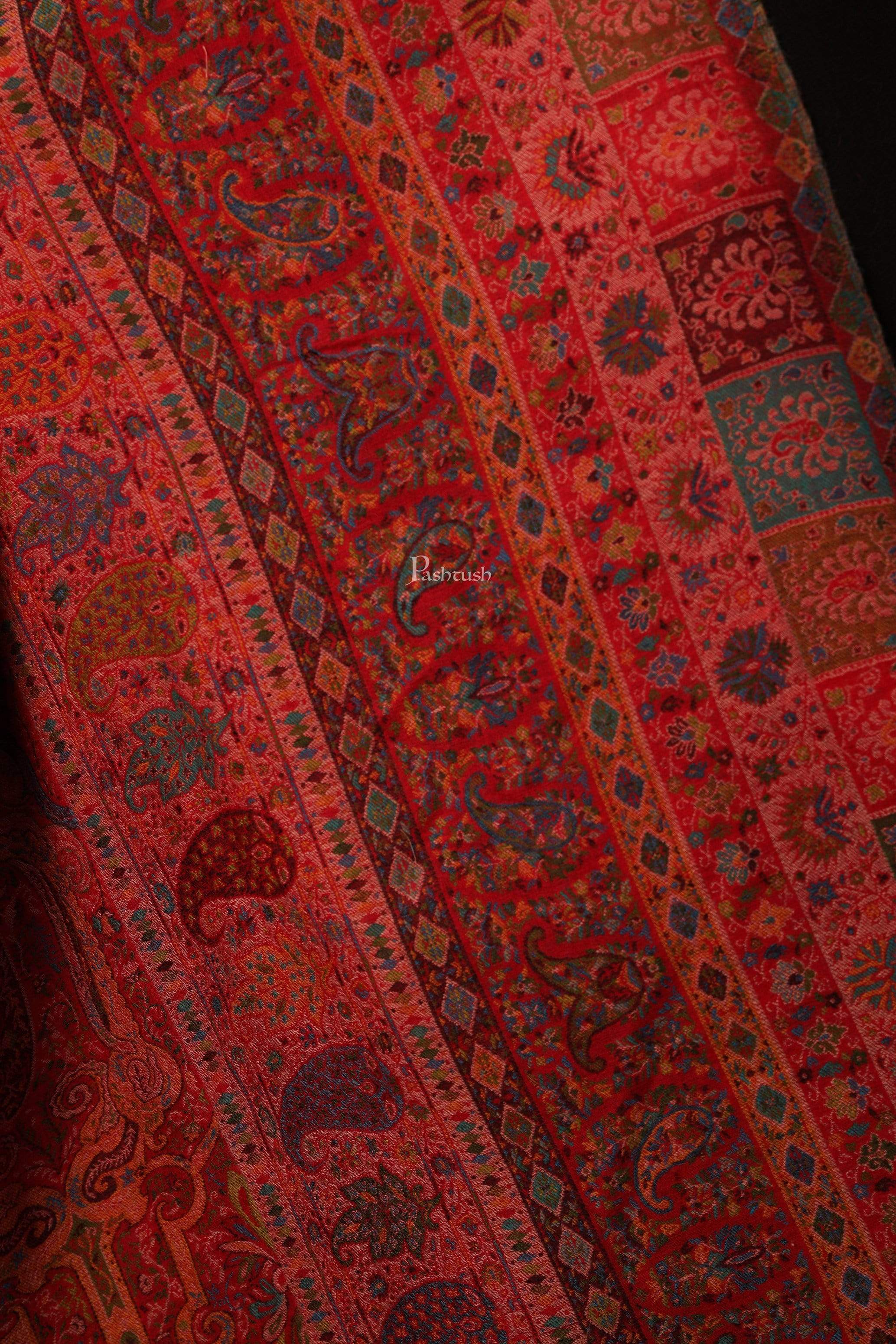 Pashtush Womens Extra Fine Ethnic Shawl, Pure Wool, Woolmark Certificate - Image 2